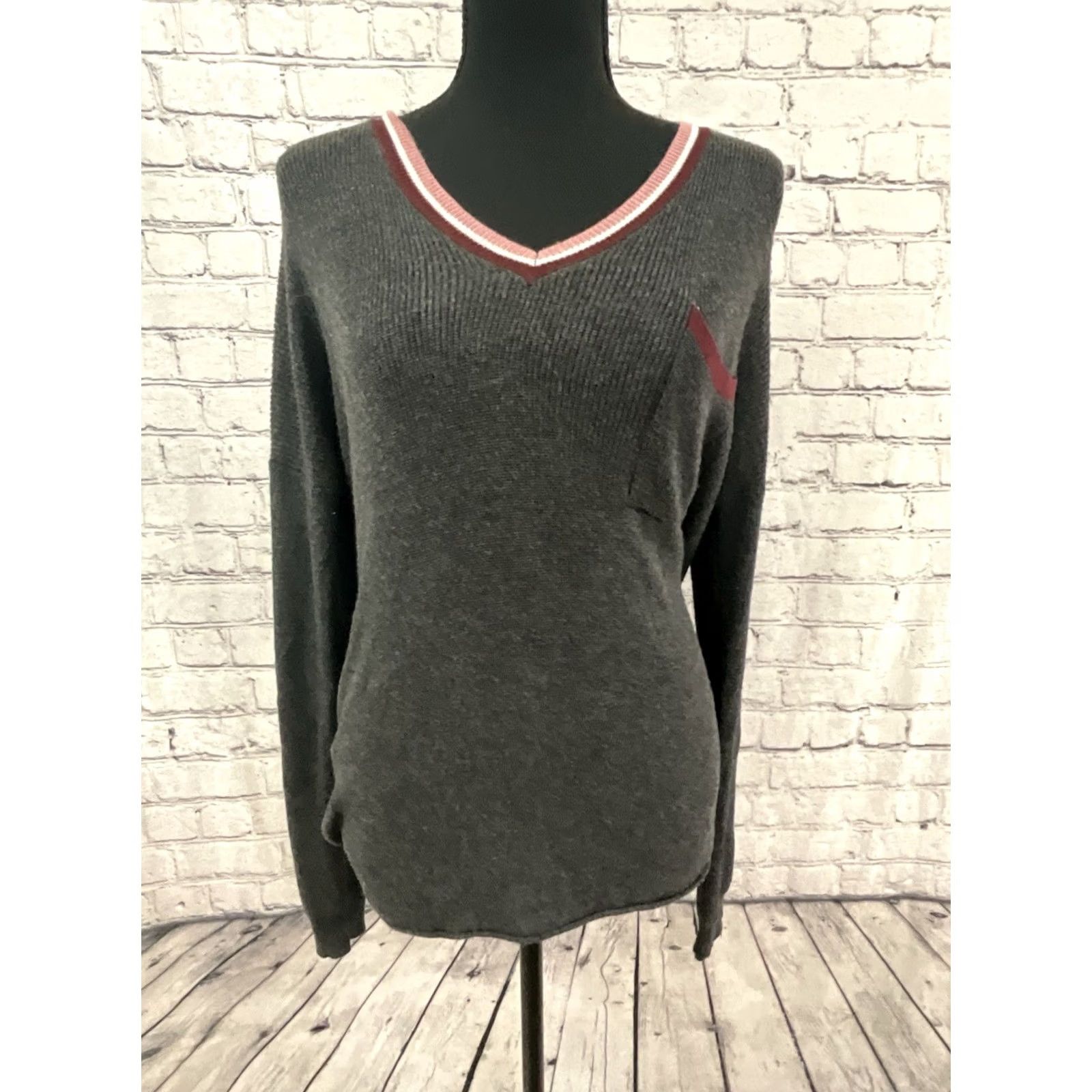 Vintage Hippie Rose Women's Long Sleeve Cable Knit Pullover Sweater XL Gray Rose Theme Pullover Casual Womens Size XL / US 12-14 / IT 48-50 - 4 Thumbnail