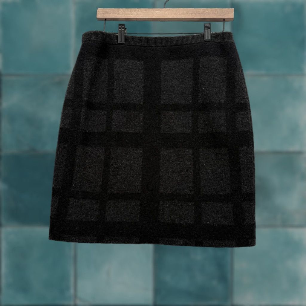 Eileen Fisher Eileen Fisher Skirt Womens Medium Gray Plaid Knit Wool Pencil Stretch Career Size 32" / US 10 / IT 46 - 1 Thumbnail