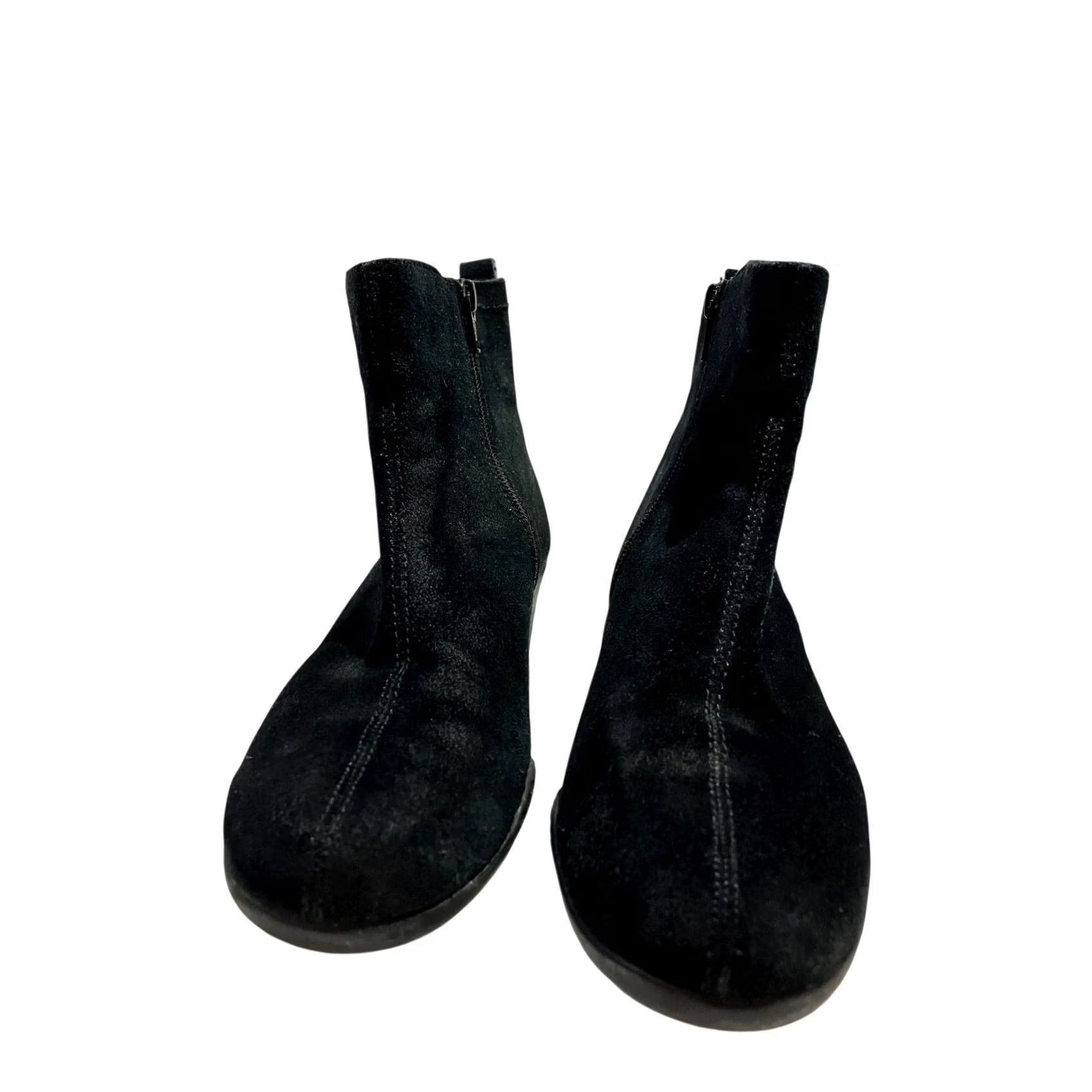 Vintage Aerosoles Entourage Black Suede Wedge Booties Ankle Boot Silver Buckle 8 Womens Size US 8 / IT 38 - 4 Thumbnail