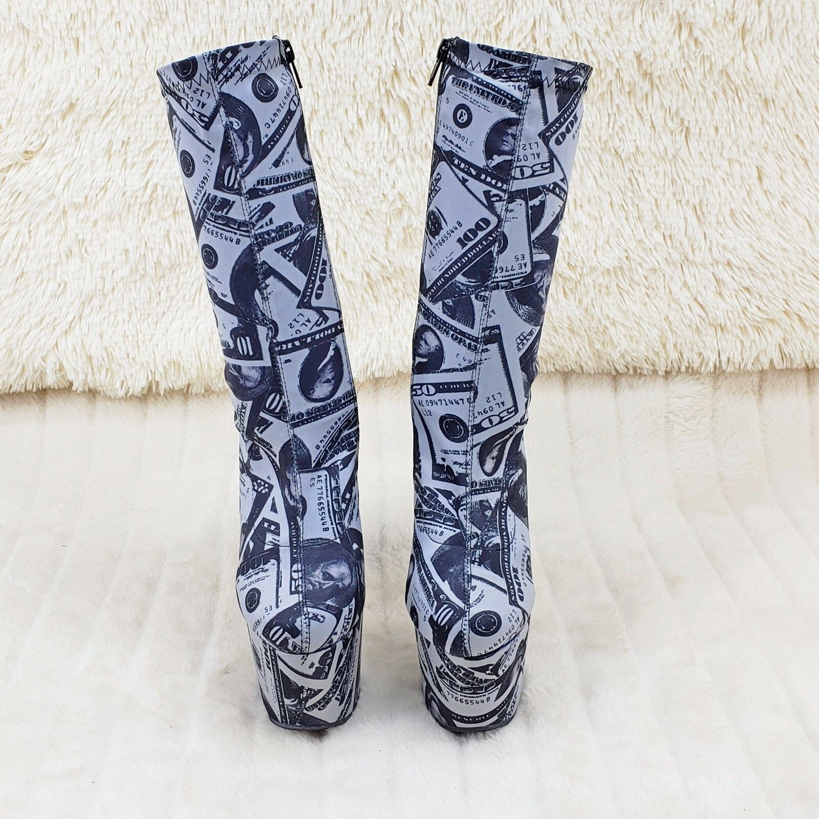 Other Adore 1002DP Money Print 7" High Heel Pull On Stretch Platfo Size US 7 / IT 37 - 7 Thumbnail