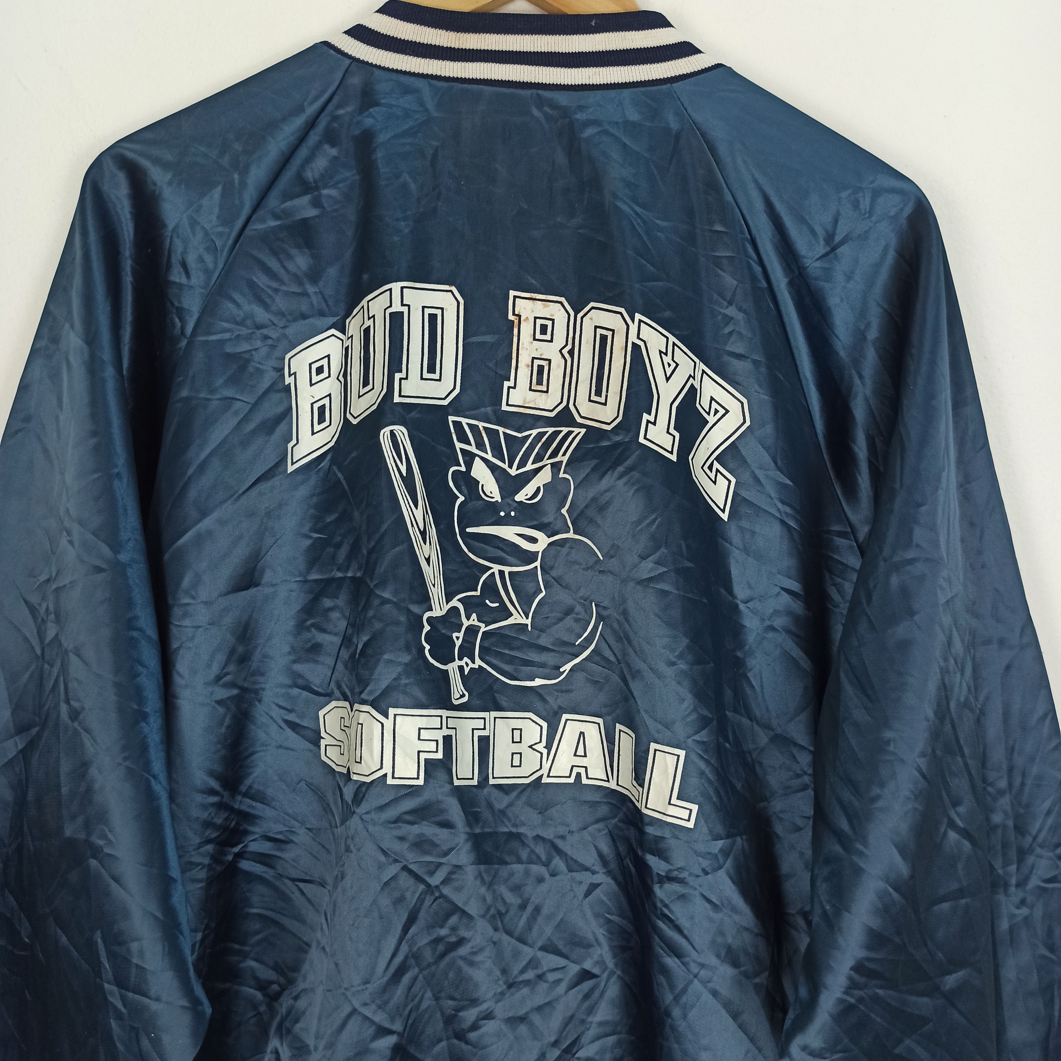 Vintage Vintage BUD BOYZ SOFTBALL Nylon Bomber Jacket Size US XL / EU 56 / 4 - 2 Thumbnail