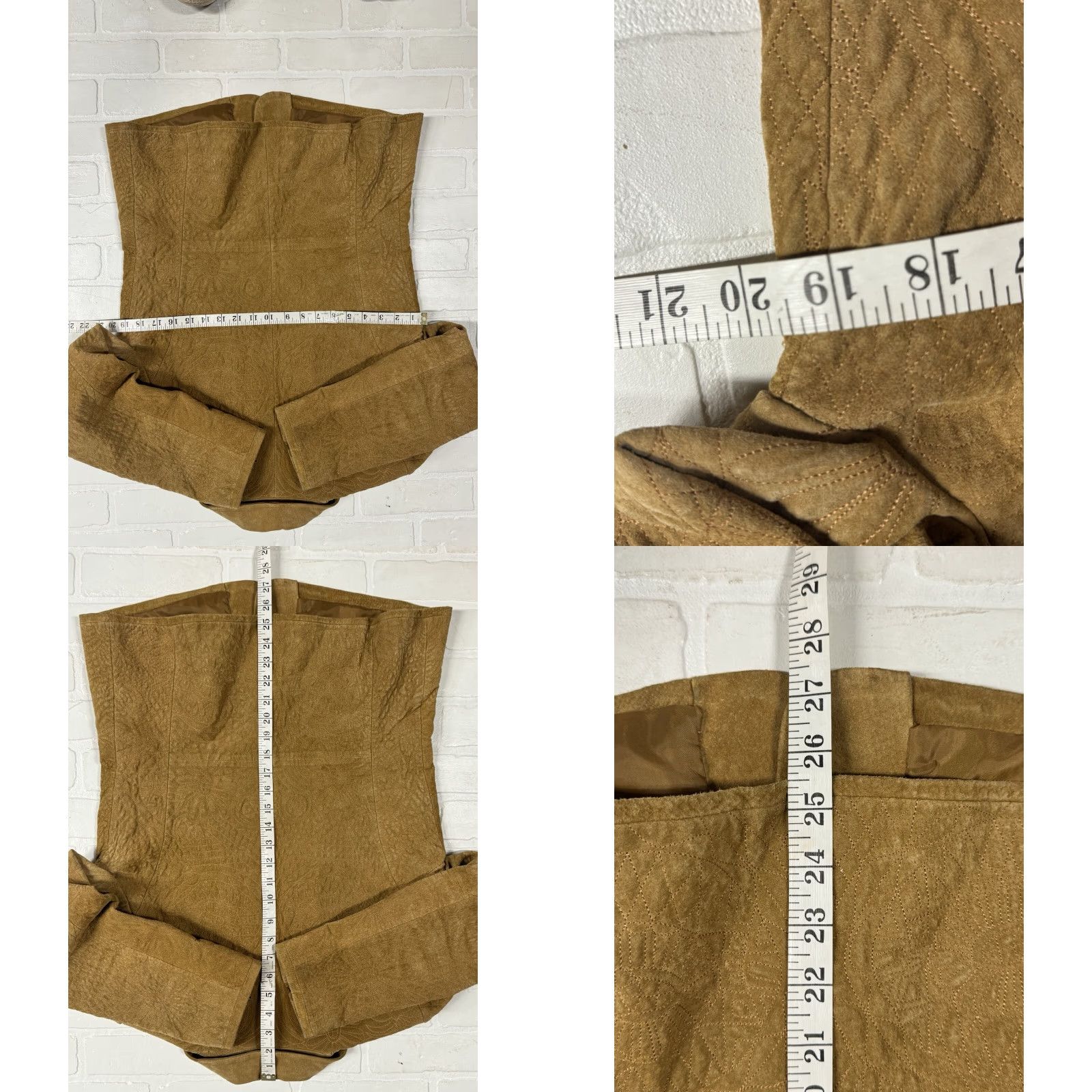 Vintage Margret Godfrey Leather Jacket Women’s L Tan Button Up Embroidered Geometric Jacket Size L / US 10 / IT 46 - 9 Thumbnail