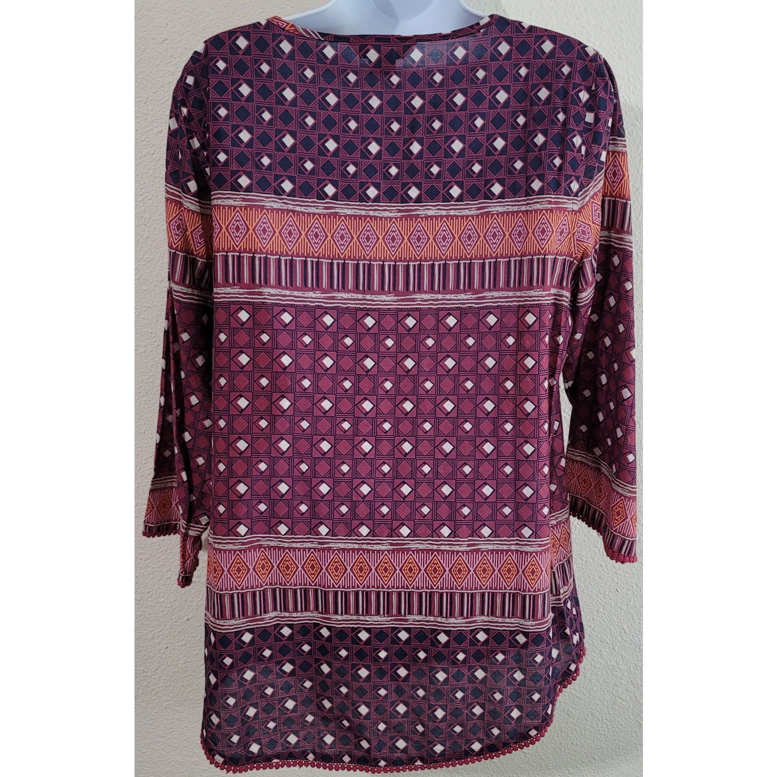 Other Bob Timberlake Purple Blue Geo Pleated Front Tunic Top Large Size L / US 10 / IT 46 - 3 Thumbnail