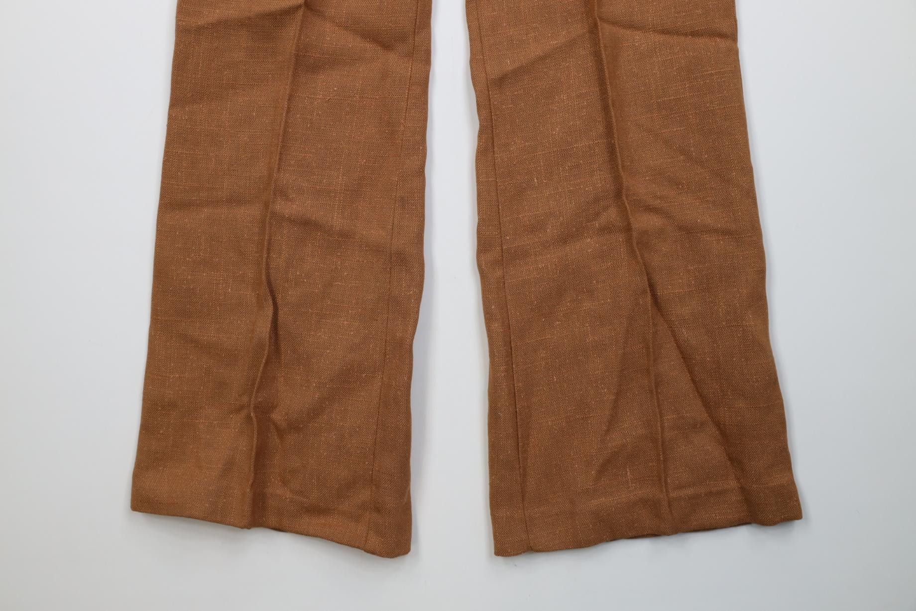 Vintage Vintage 50s 60s Silk Burlap Bell Bottoms Pants Brown USA Size 34" / US 12 / IT 48 - 4 Thumbnail