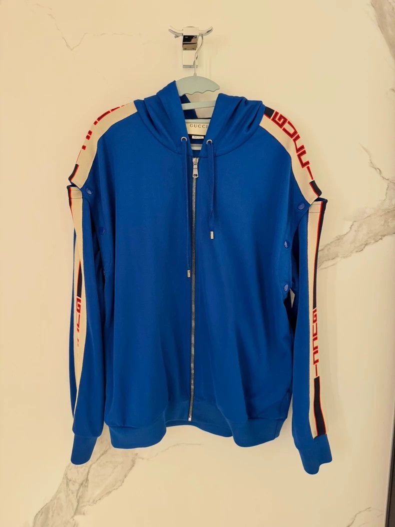 Gucci Gucci Blue detachable button side logo zipper sweatshirt ja Size US S / EU 44-46 / 1 - 1 Thumbnail