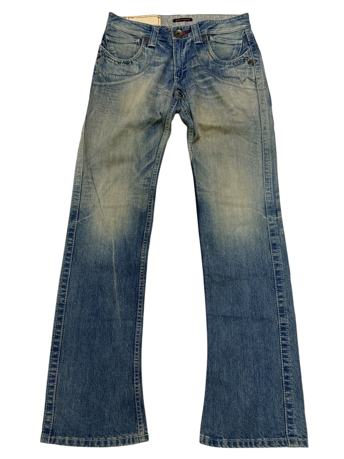 Japanese Brand Flared Jeans Blue Way Japan Acid Wash Rare Design Boot Cut Size US 30 / EU 46 - 2 Thumbnail