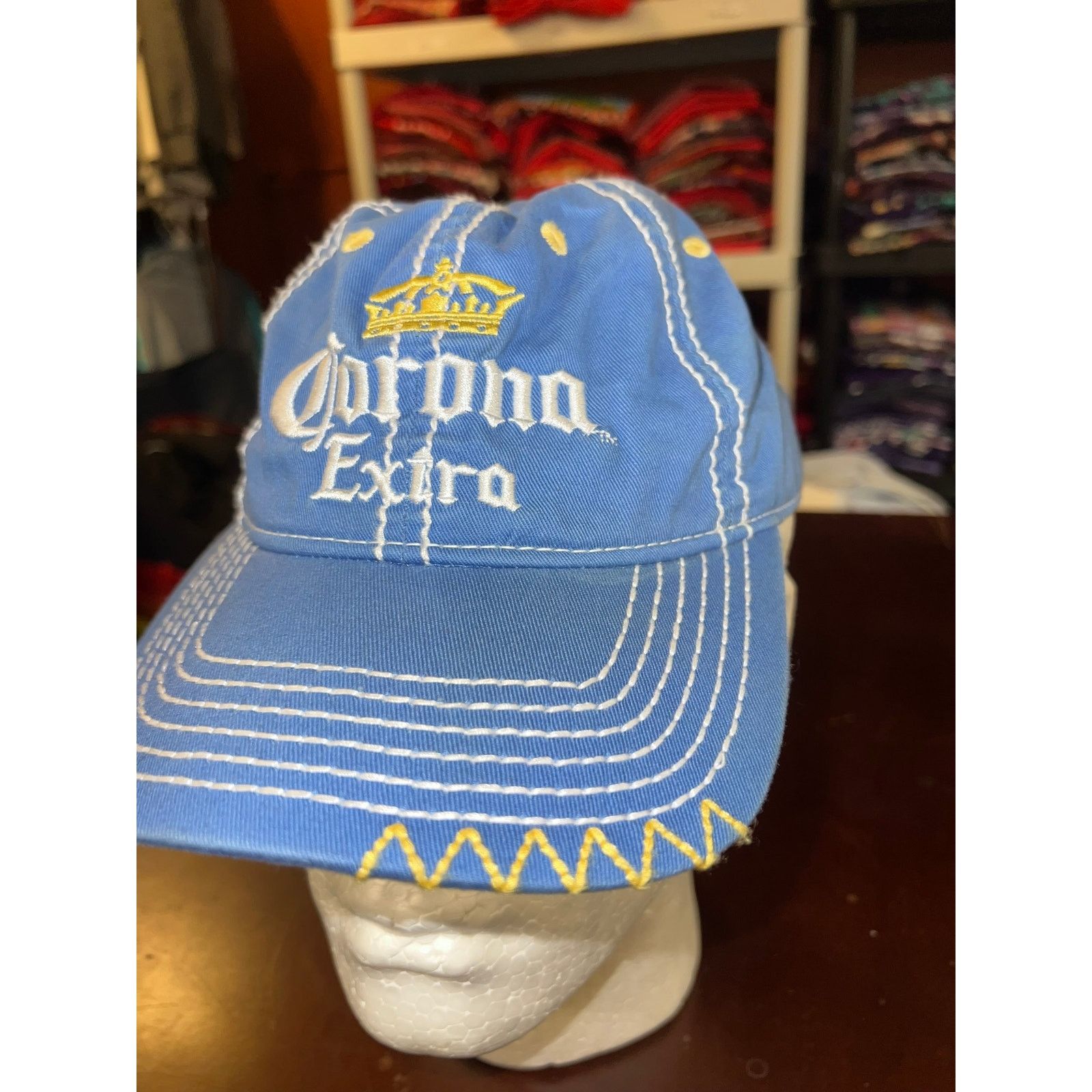 Other Corona Hat Corona Extra Beer Alcohol Logo Blue Yellow Cap OS Size ONE SIZE - 3 Thumbnail