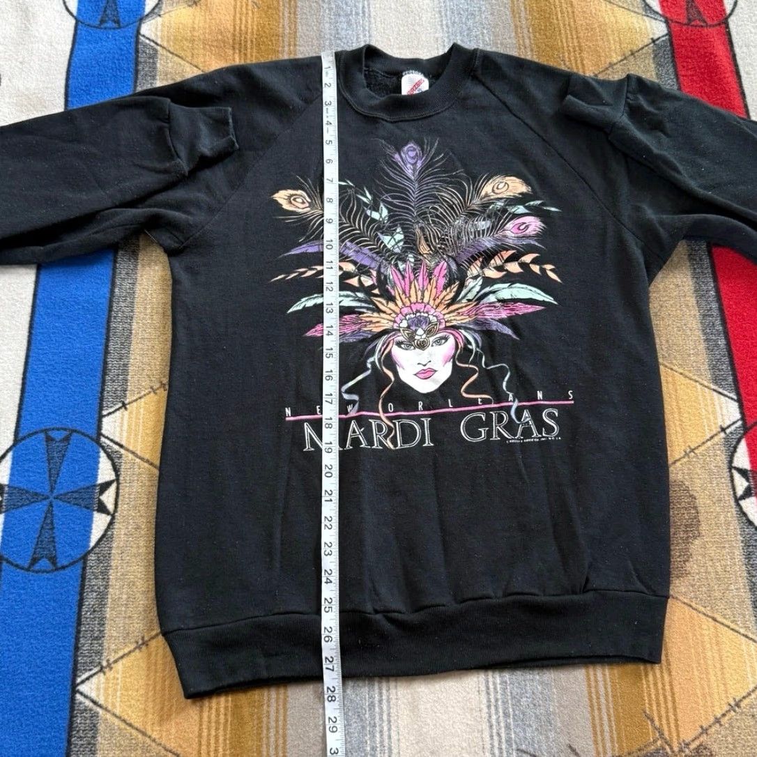 Jerzees VINTAGE 80s New Orleans Mardi Gras Crewneck Sweatshirt L Men Black Nike? Size US L / EU 52-54 / 3 - 5 Thumbnail