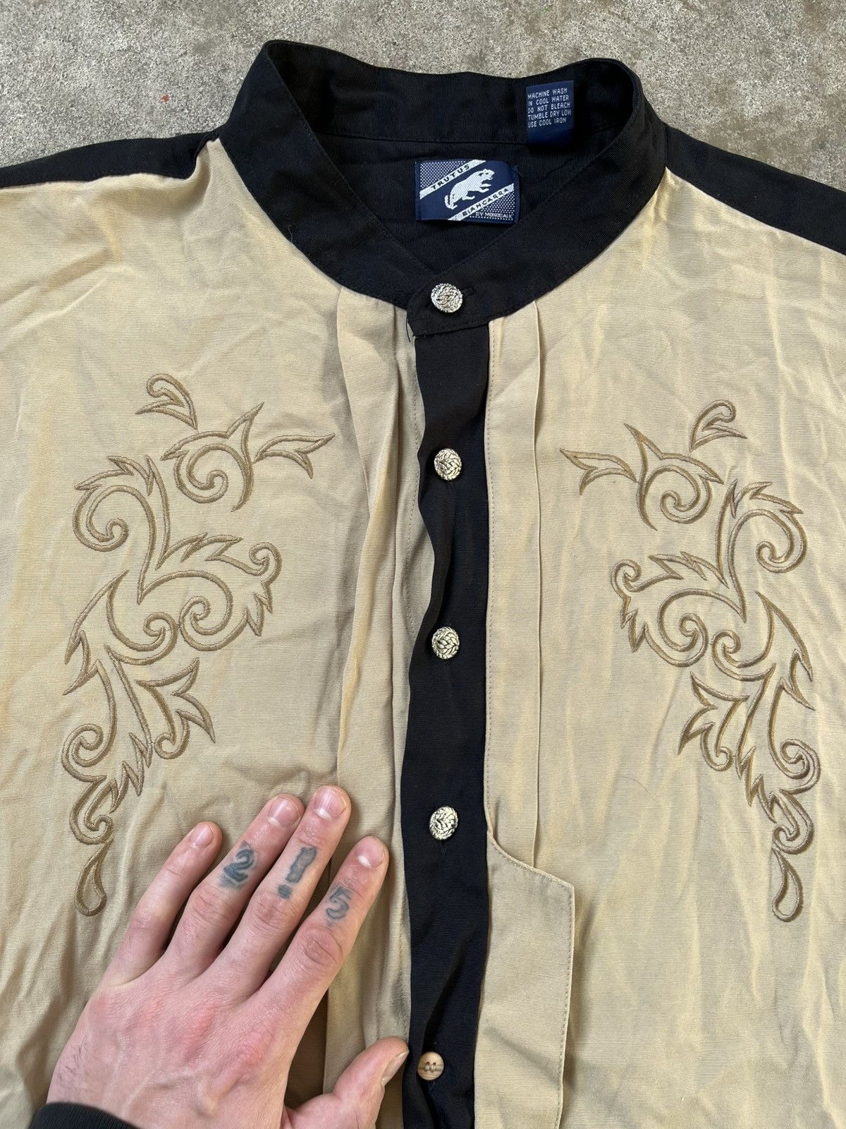 Vintage Vintage Lowkey Embroidered Affliction Button Up Shirt Size US XL / EU 56 / 4 - 4 Thumbnail