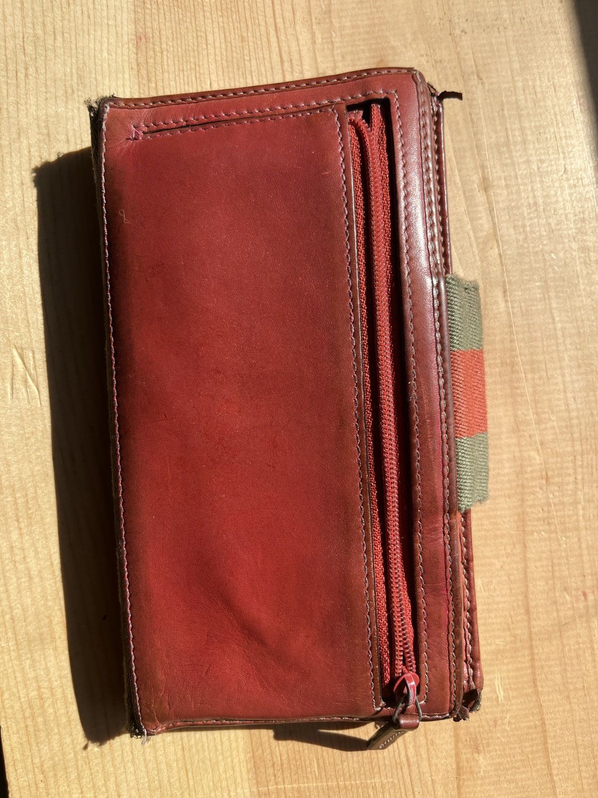 Gucci × Vintage Vintage long monogrammed and leather sherry stripe wallet Size ONE SIZE - 5 Thumbnail