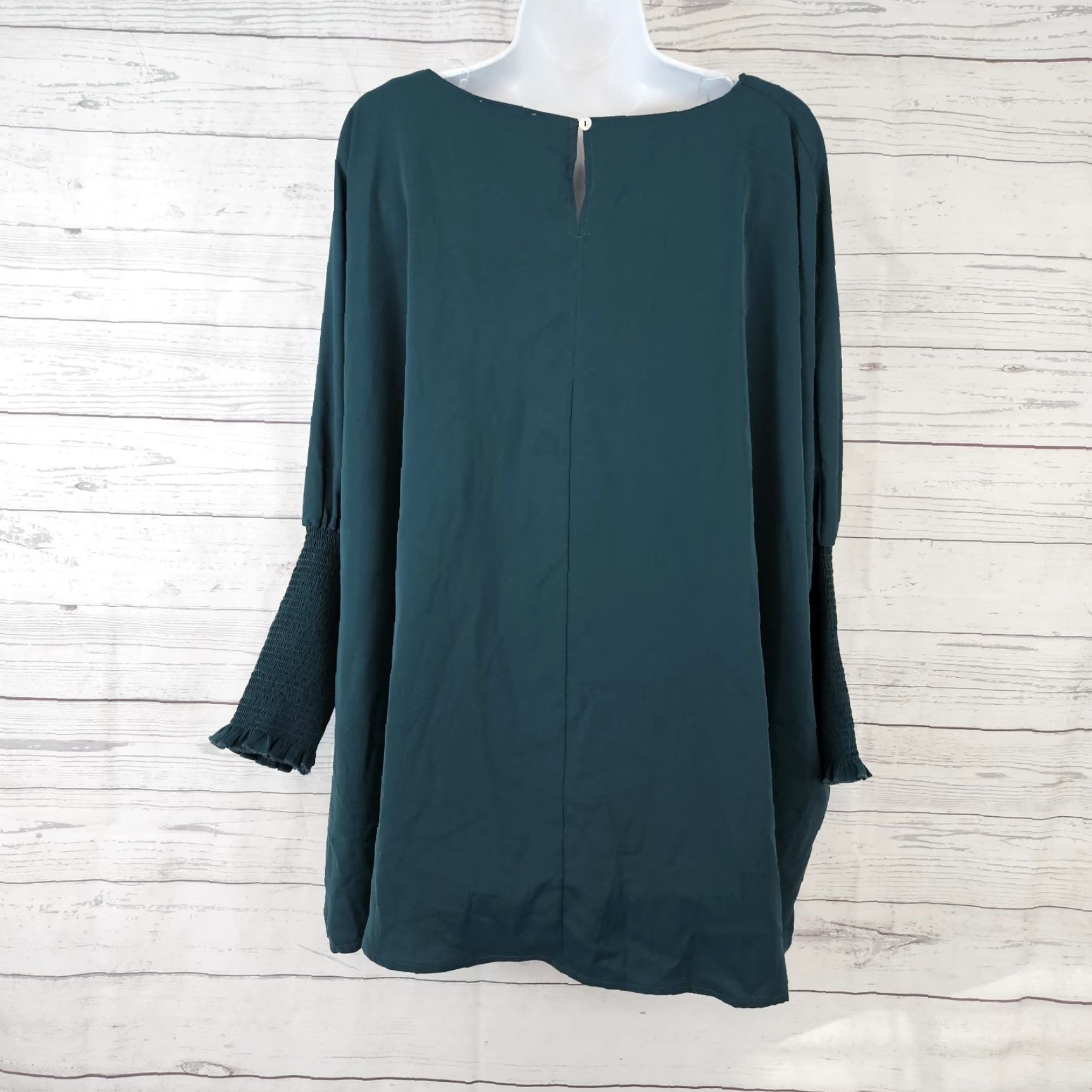 Altea VINTAGE Entro Womens Top Oversized Blouse S/M Green Teal Cuffs Smocked Size S / US 4 / IT 40 - 4 Thumbnail