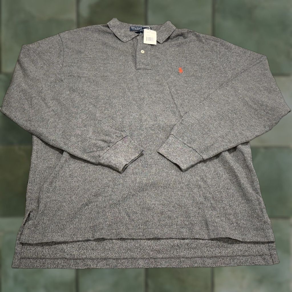 Polo Ralph Lauren VINTAGE Polo Ralph Lauren Long Sleeve Polo Shirt Men Large Gray Orange Pony 100% Cotton Size US L / EU 52-54 / 3 - 1 Thumbnail