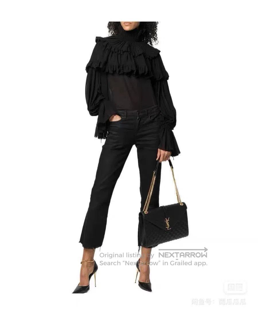 Saint Laurent Paris Saint Laurent Black Pleated Silk Top. Size XS / US 0-2 / IT 36-38 - 7 Thumbnail