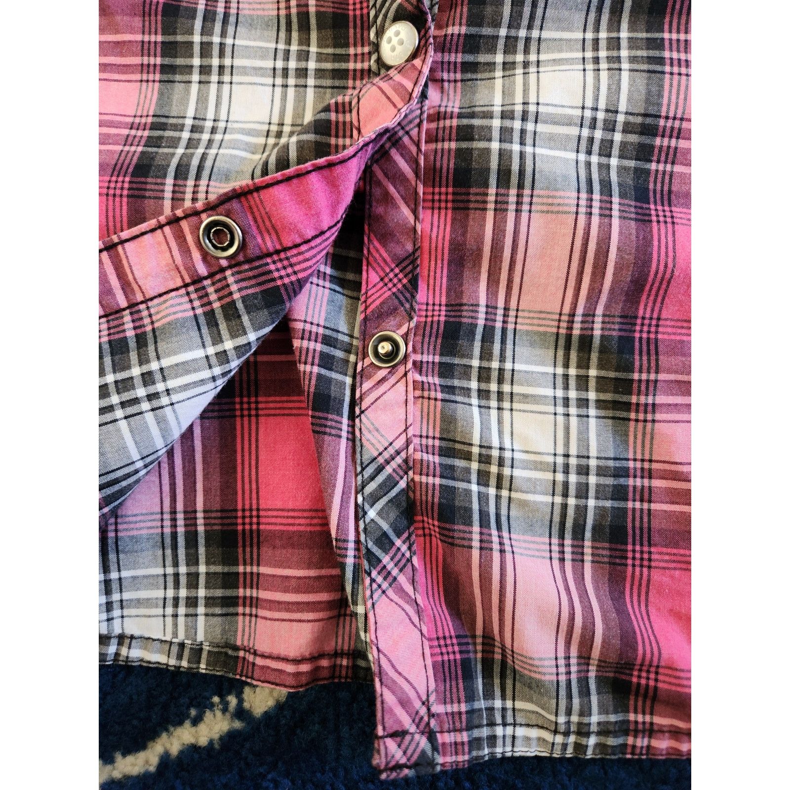 Harley Davidson Harley Davidson Women's Short Sleeve Pink Plaid Shirt Lg Size L / US 10 / IT 46 - 5 Thumbnail