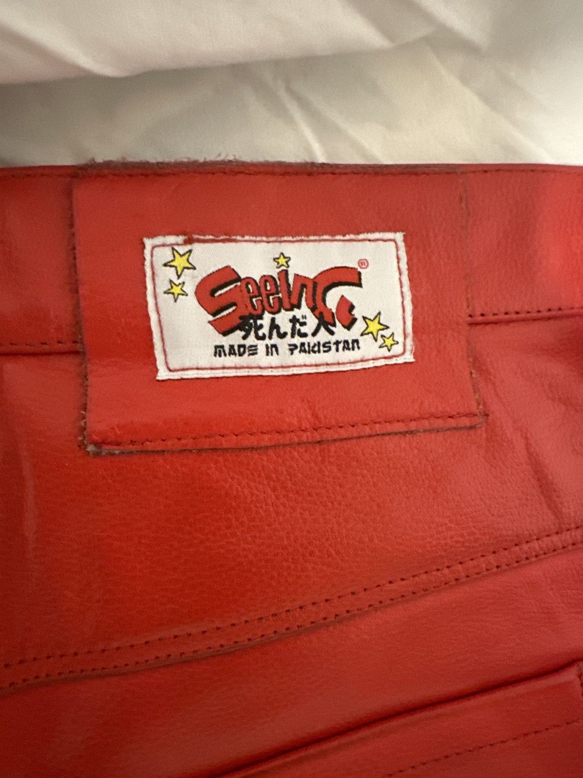 seeingDEADpeople SeeingDeadPeople Red Leather Bone Pants Size US 32 / EU 48 - 5 Thumbnail