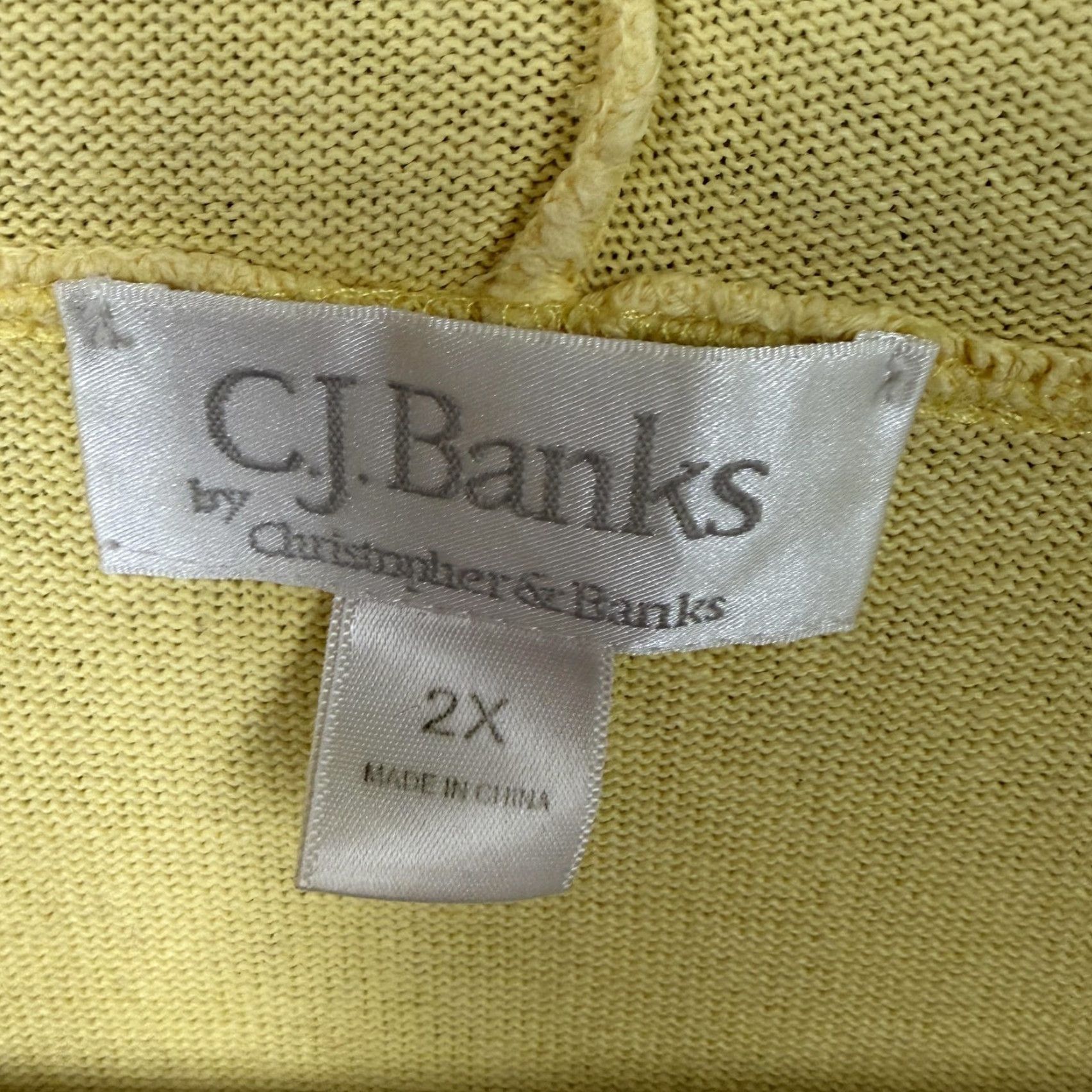 Vintage CJ Banks Cardigan Sweater Womens 2X Plus Yellow Hooded Full Zip Cotton Pastel Size XXL / US 16-18 / IT 52-54 - 7 Thumbnail