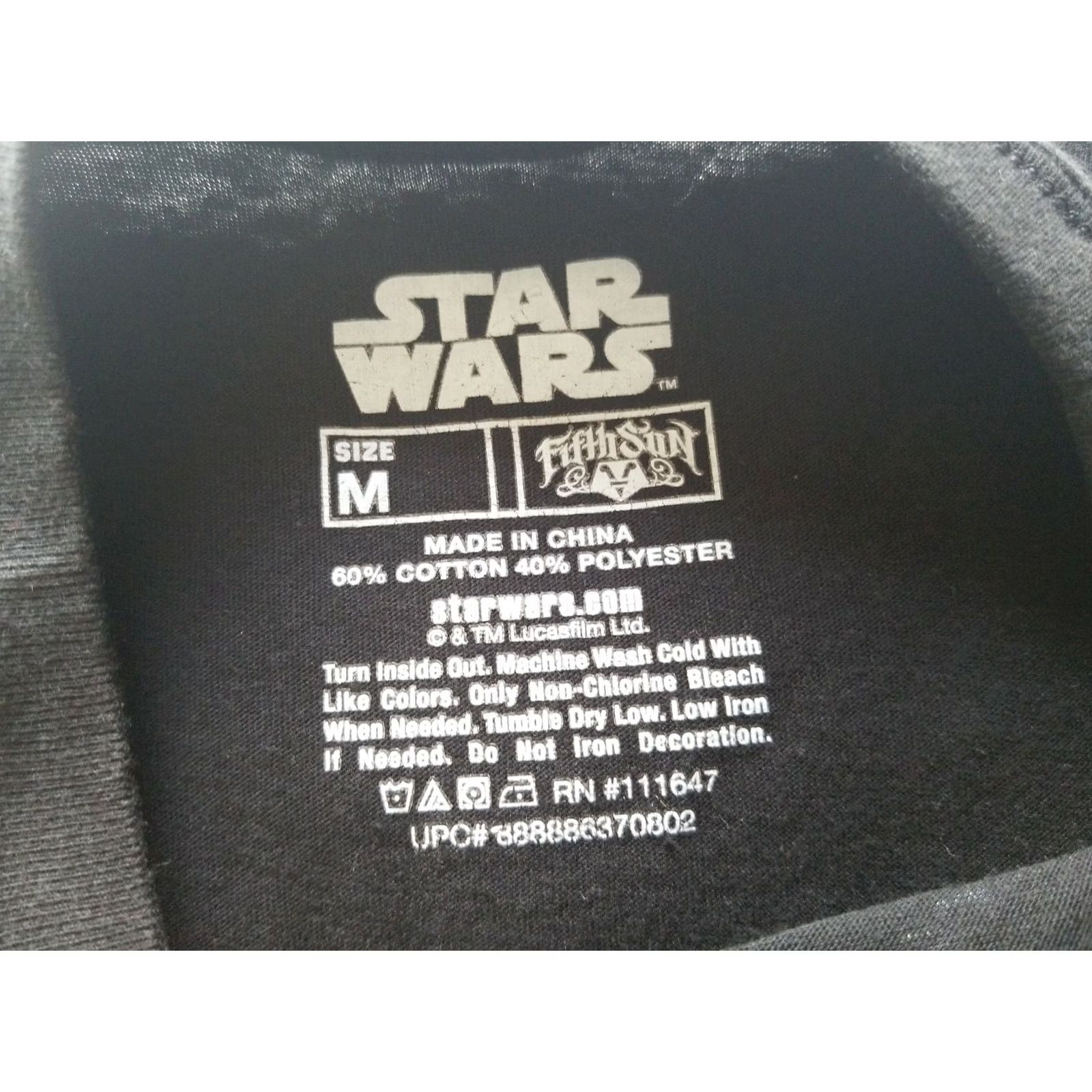Star Wars Darth Vader: Star Wars Fifth Son Noir Black Short Sleeve T shirt L Unisex Adults Crew Neck Cotton Blend Velvet Graphic Print Sci-Fi Past 90s? Size US L / EU 52-54 / 3 - 5 Thumbnail