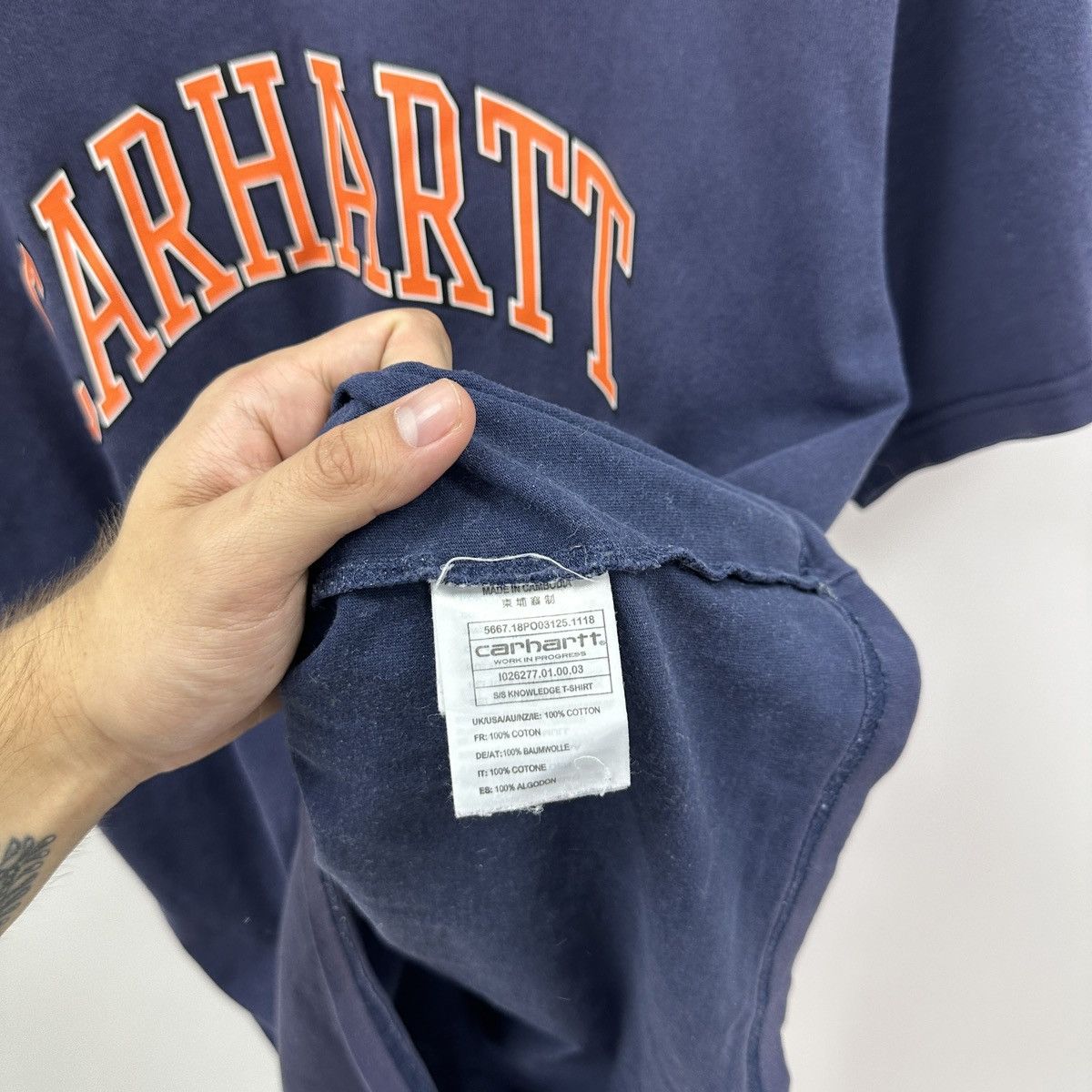 Carhartt Vintage 00s Carhartt WIP big logo washed tee Knowledge y2k Size US M / EU 48-50 / 2 - 6 Thumbnail