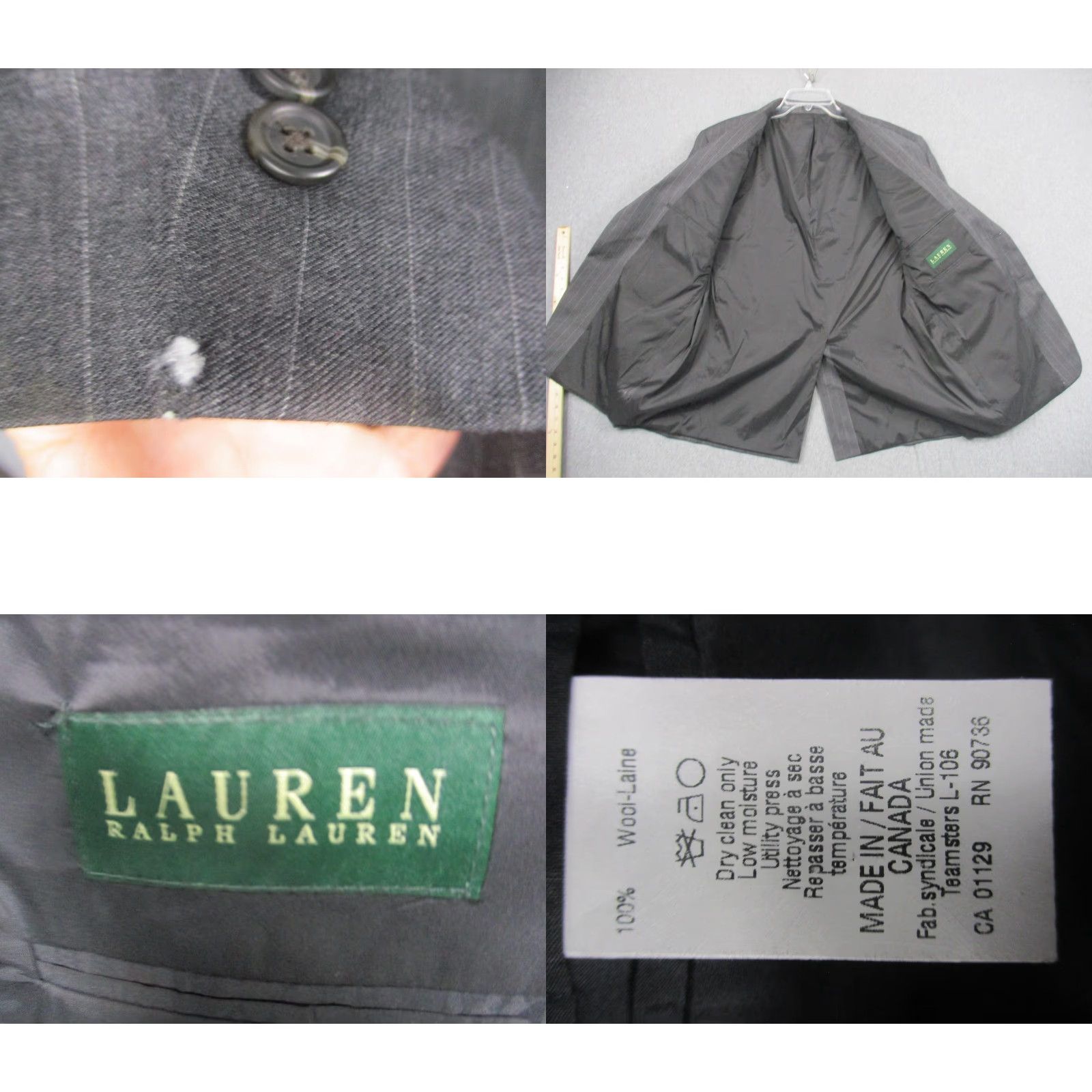 Ralph Lauren Lauren Ralph Lauren Blazer Mens 44R Gray Pinstripe 100% Wool Two Button Jacket Sl Size 44R - 8 Thumbnail