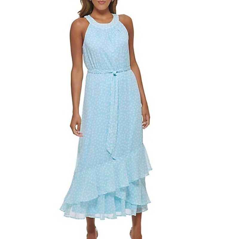 Calvin Klein Calvin Klein Womens Halter Polka Dot Midi Dress Sz 10 Ruffle Size L / US 10 / IT 46 - 1 Thumbnail