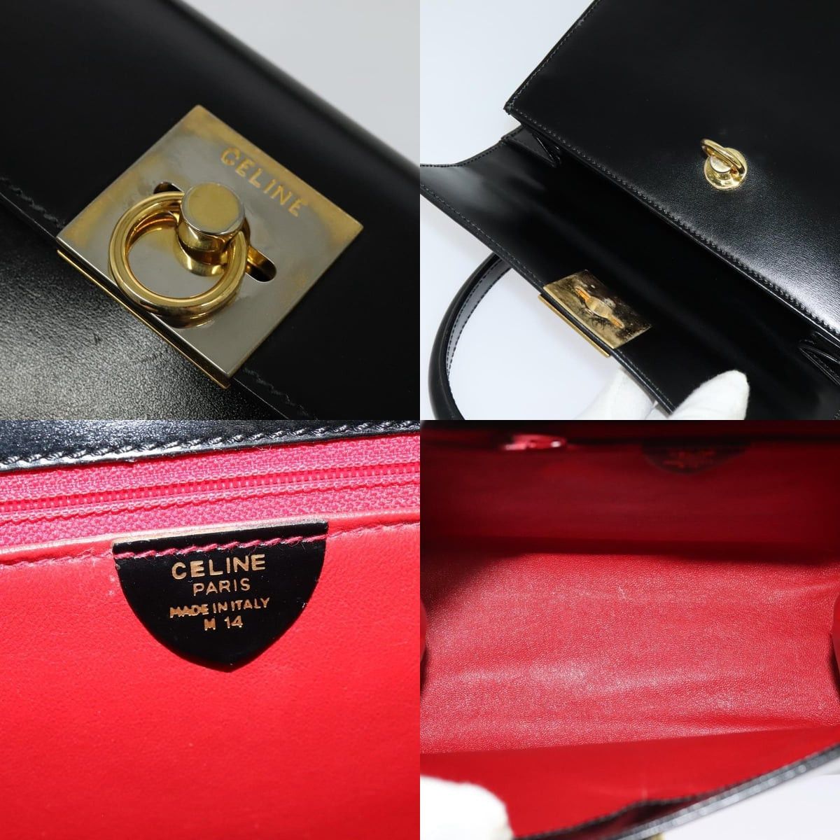 Celine CELINE Hand Bag Leather Black Gold Size ONE SIZE - 11 Thumbnail
