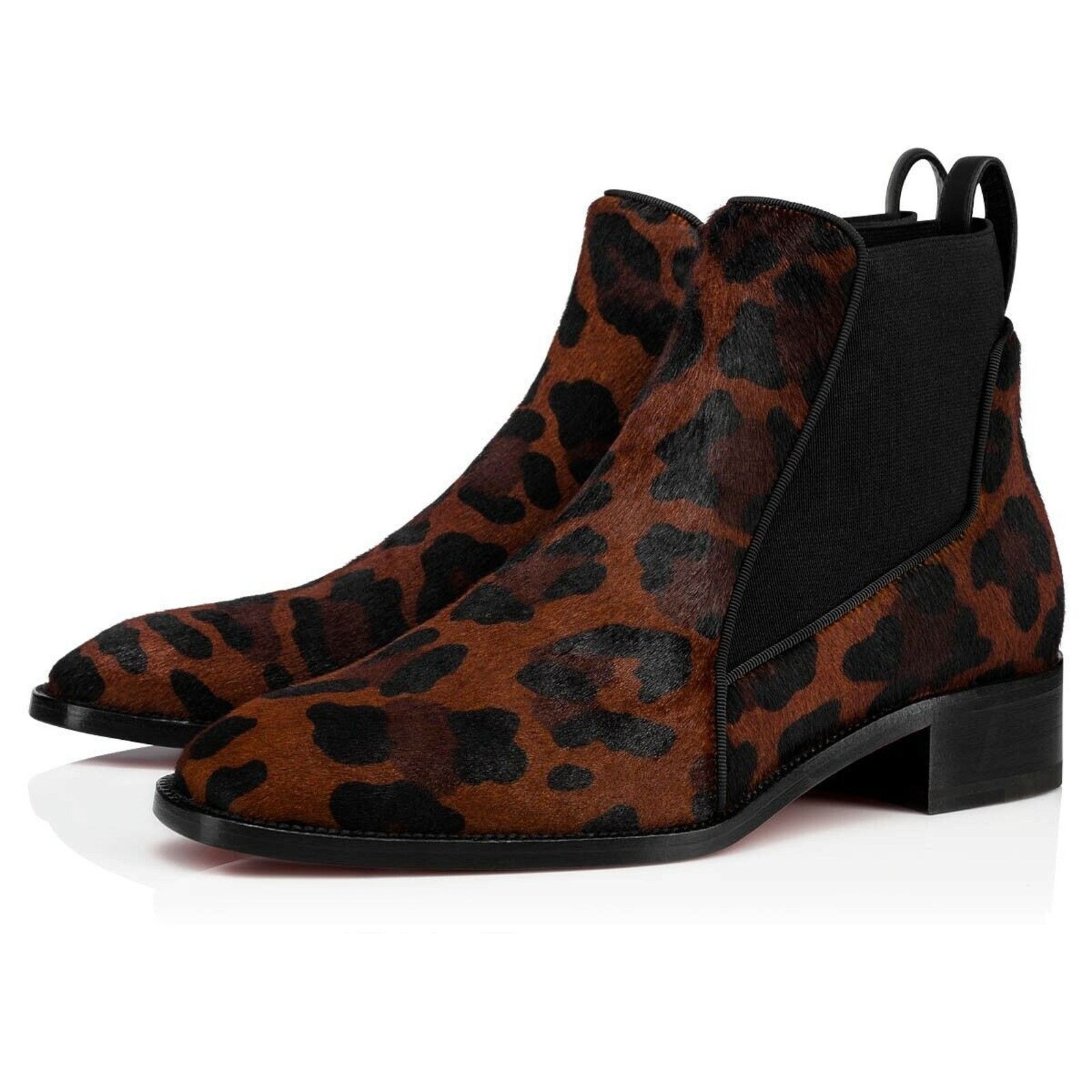 Christian Louboutin Marmada Flat Black Leopard Pony Fur