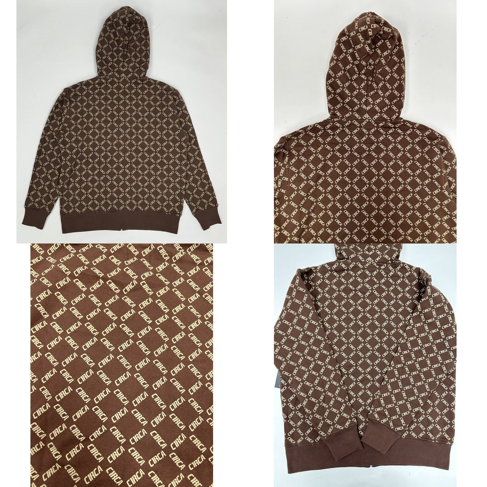 Vintage VINTAGE CIRCA Sweatshirt Muska All Over Print M Brown Full Zip Graphic Print Skate Corporate Repeat Hoodie Mens Size US M / EU 48-50 / 2 - 9 Thumbnail