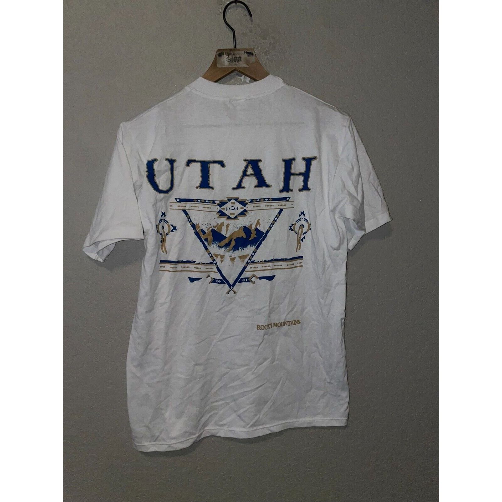 Jerzees Vintage Test Print Shirt Utah Mountain Nature White M Tee Size US M / EU 48-50 / 2 - 8 Thumbnail
