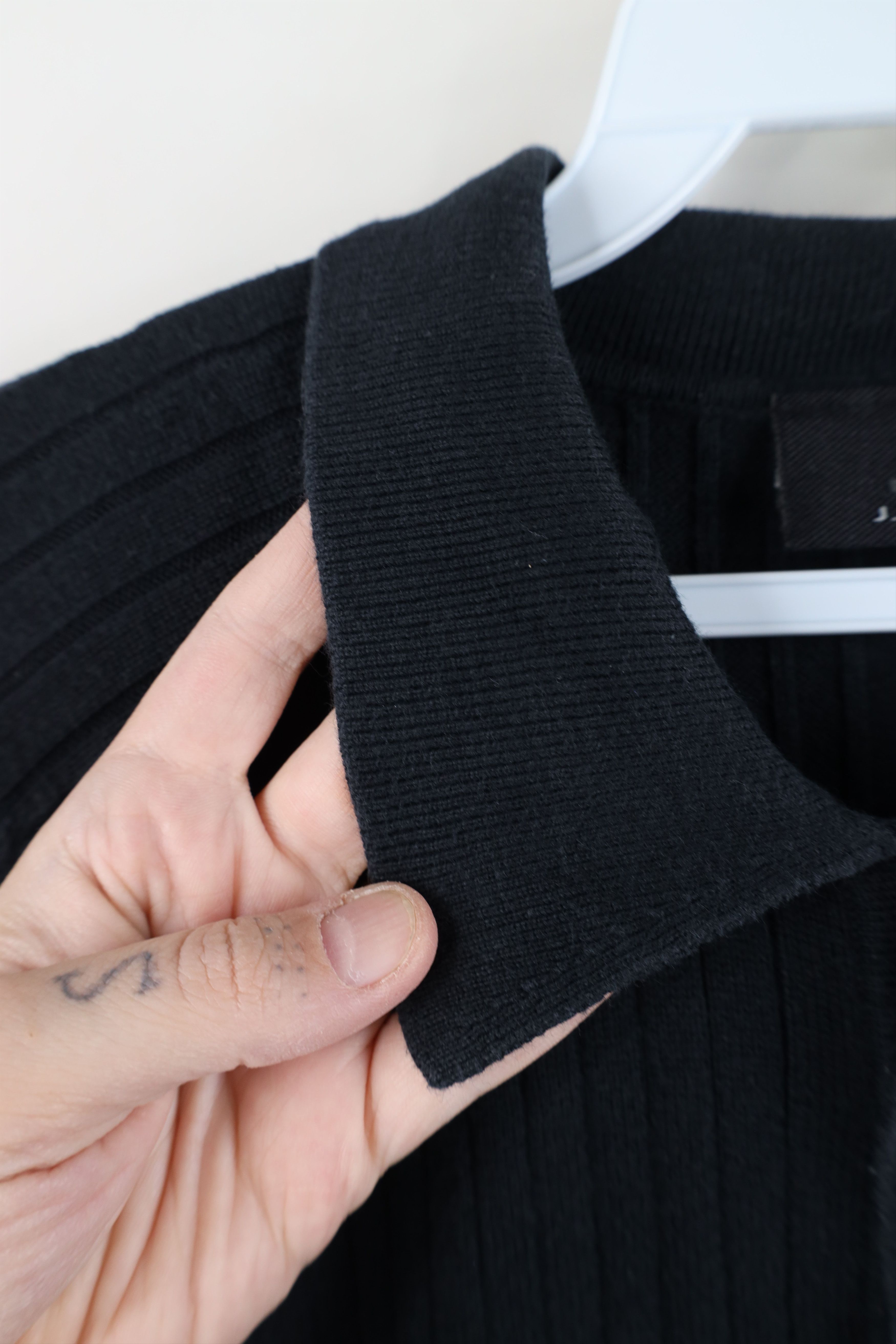 Vintage Vintage 90s Y2K Streetwear Ribbed Knit Collared Polo Black Size US M / EU 48-50 / 2 - 5 Thumbnail