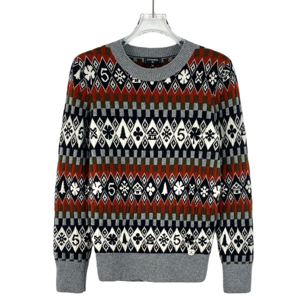 Chanel Chanel Geometric Pattern Cashmere Knit Sweater K26WX Size XXS / US 00 / IT 34 - 1 Thumbnail