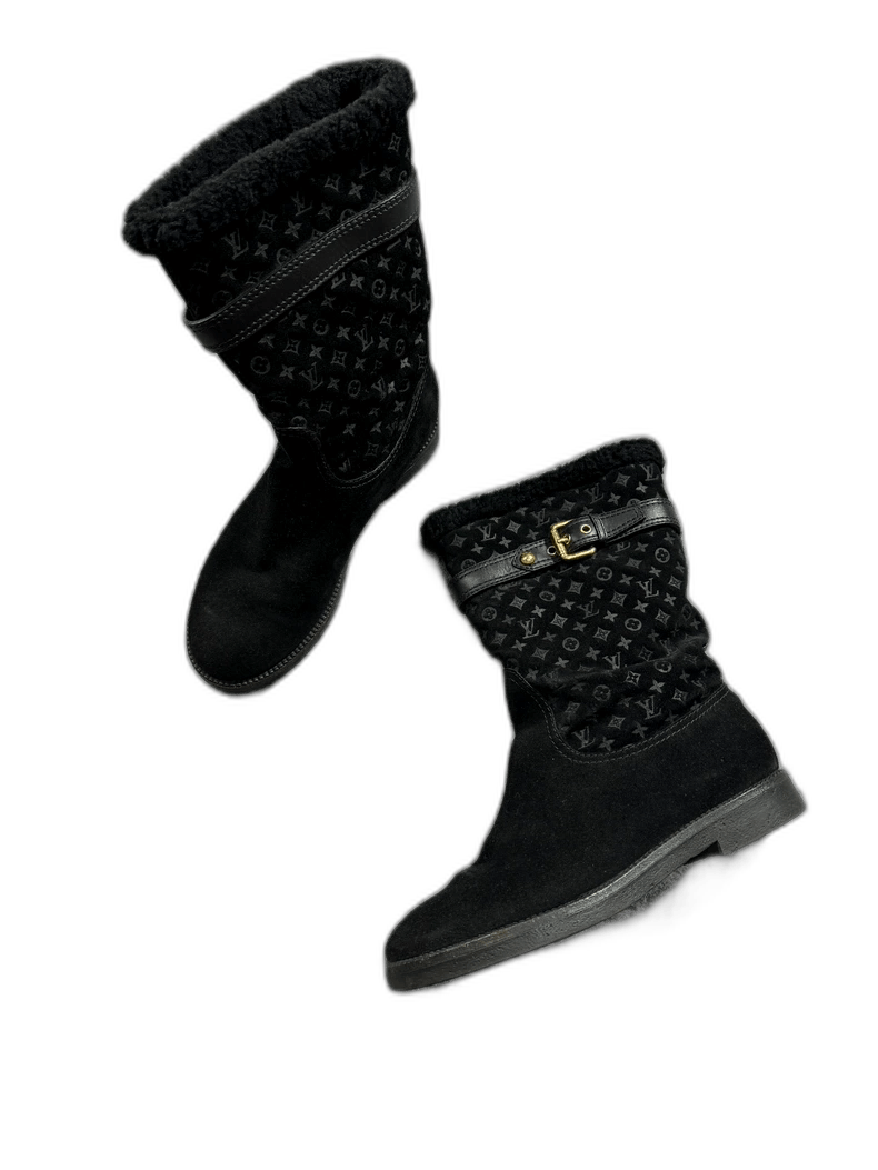 Louis Vuitton Louis Vuitton Black Fur Lined Boots-yf Size US 6 / EU 39 - 1 Thumbnail
