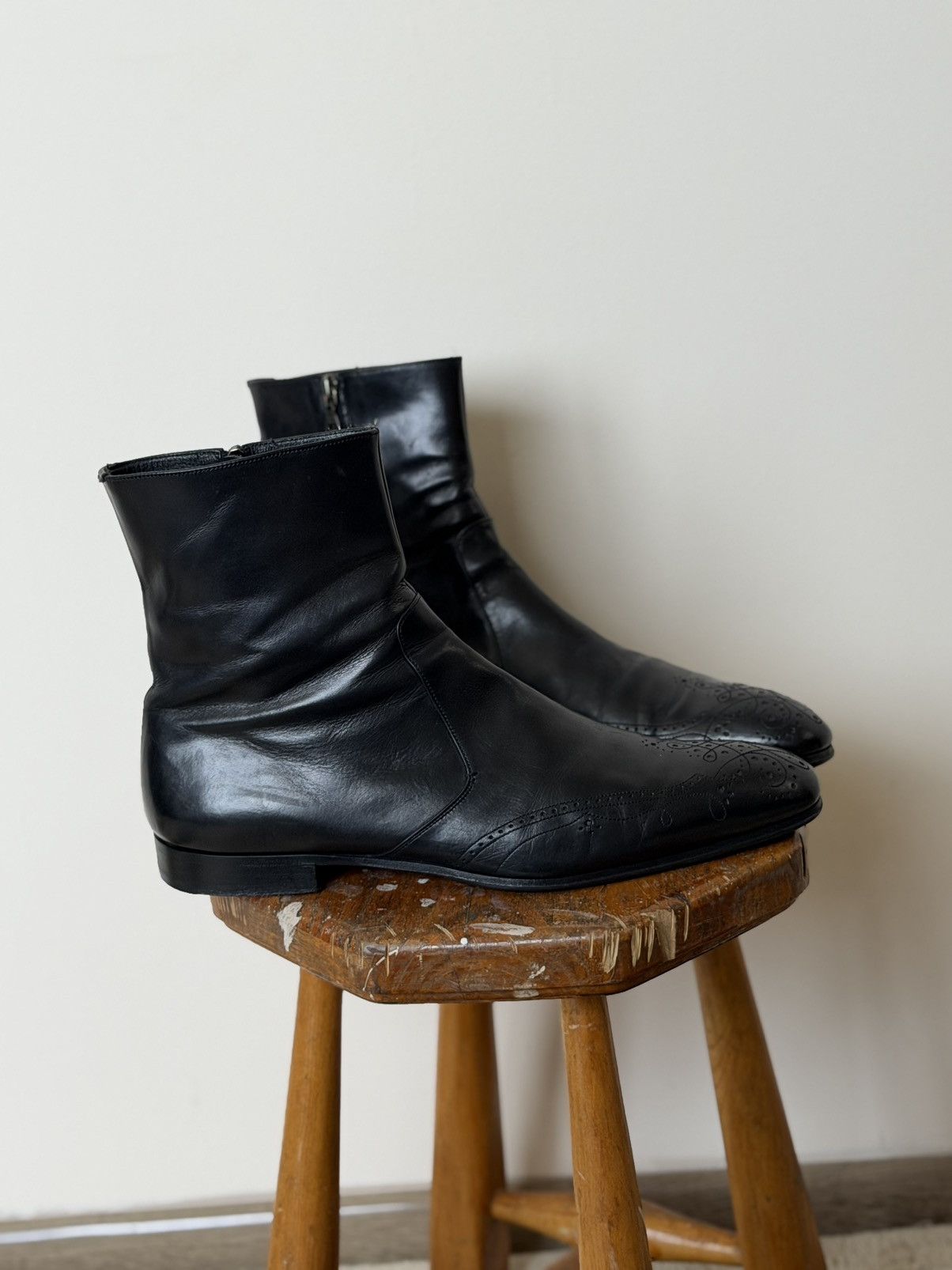 Prada Vintage Prada Black Leather Hi-Top Boots Y2K Luxury Size US 10 / EU 43 - 1 Thumbnail