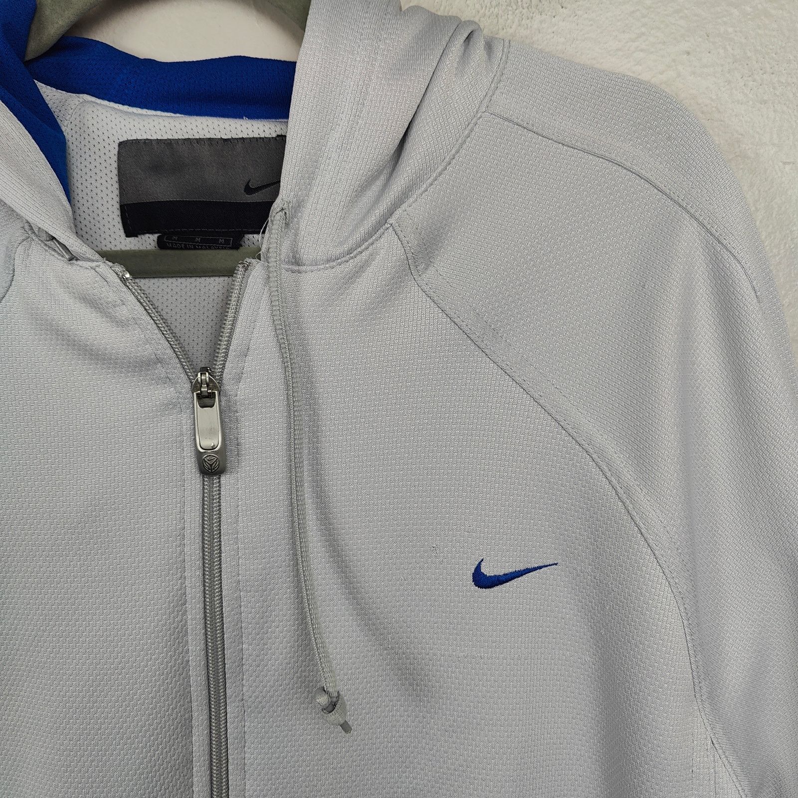 Nike Vintage Y2K Nike Jacket Mens XL Gray Mesh Blue Hooded Size US M / EU 48-50 / 2 - 2 Thumbnail
