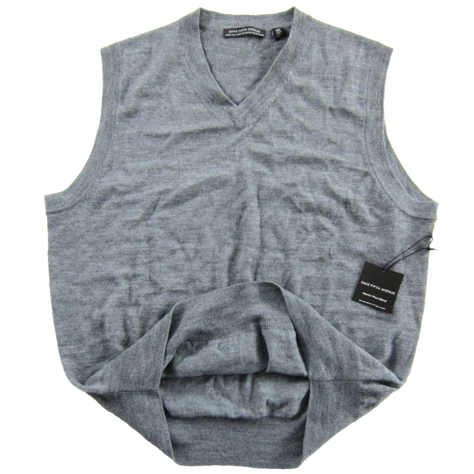 Saks Fifth Avenue VINTAGE Saks Fifth Avenue 100% Merino Wool Stone Grey Knit Sweater Vest Men XL Size US XL / EU 56 / 4 - 2 Thumbnail