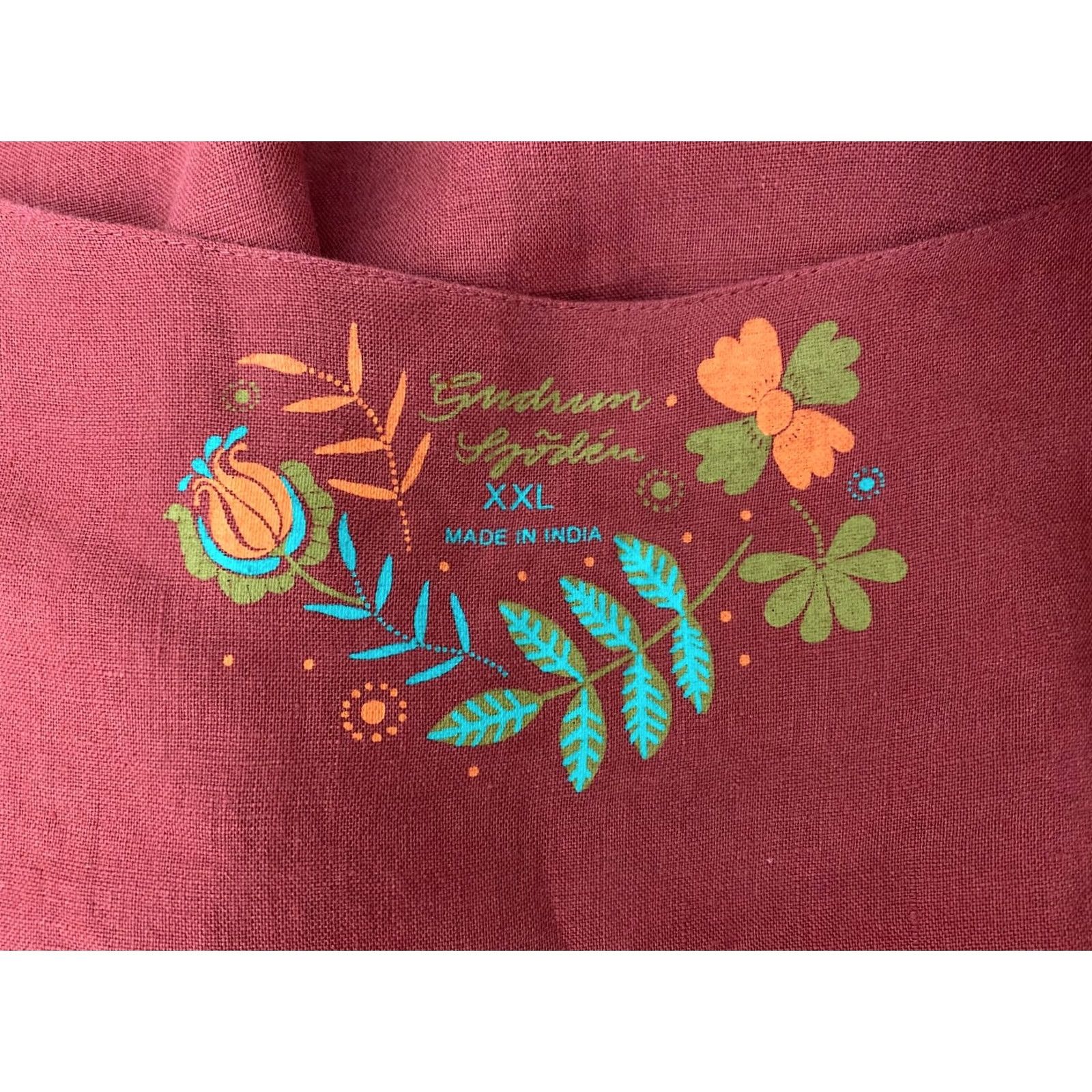 Vintage Gudrun Sjoden Dress Womens Linen Size XXL Red Knee Length Dress Size XXL / US 16-18 / IT 52-54 - 4 Thumbnail