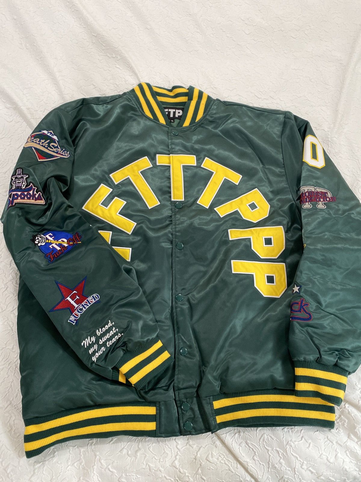 Fuck The Population Ftp league varsity green Size US XL / EU 56 / 4 - 1 Thumbnail