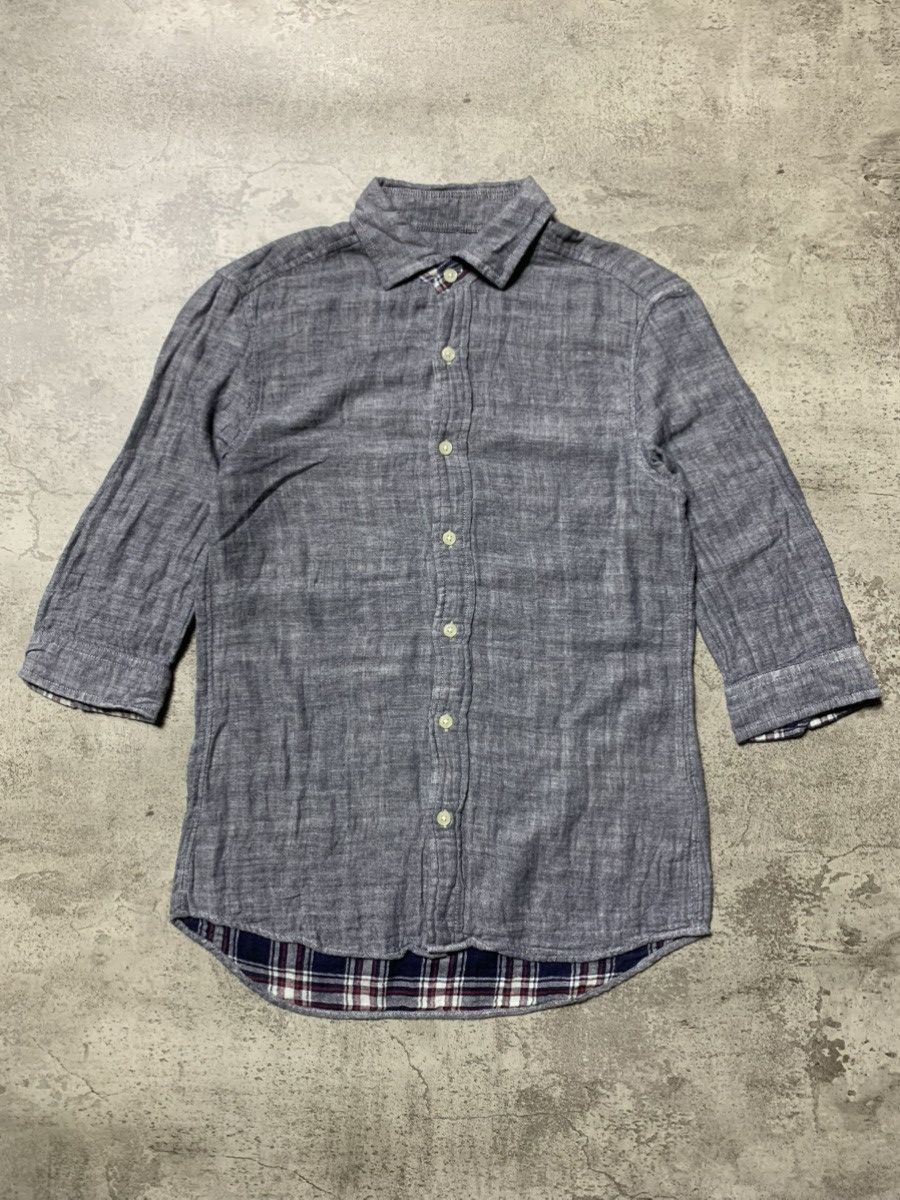 Katharine Hamnett London Katharine Hamnett - Reversible-Style Chambray × Plaid Shirt Size US M / EU 48-50 / 2 - 1 Thumbnail
