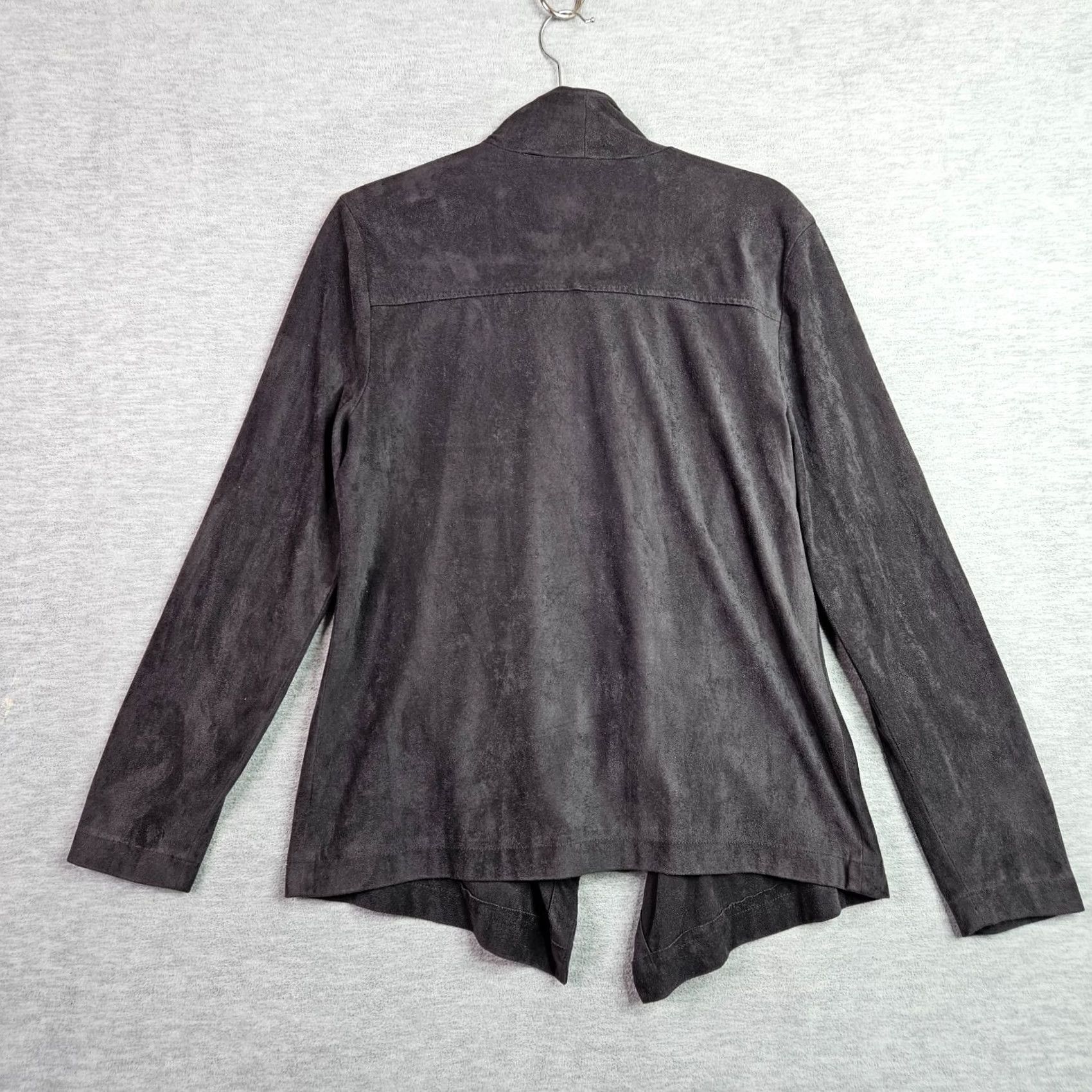 Vintage Cupcakes and Cashmere Jacket Women's L Gray Faux Suede Draped Open Front Size L / US 10 / IT 46 - 2 Thumbnail