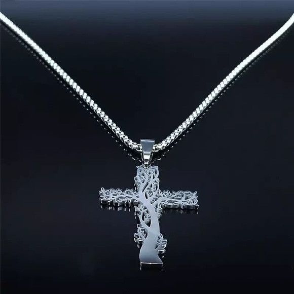The Unbranded Brand Unisex Stainless Steel Tree Of Life Pendant Necklace Size ONE SIZE - 4 Thumbnail