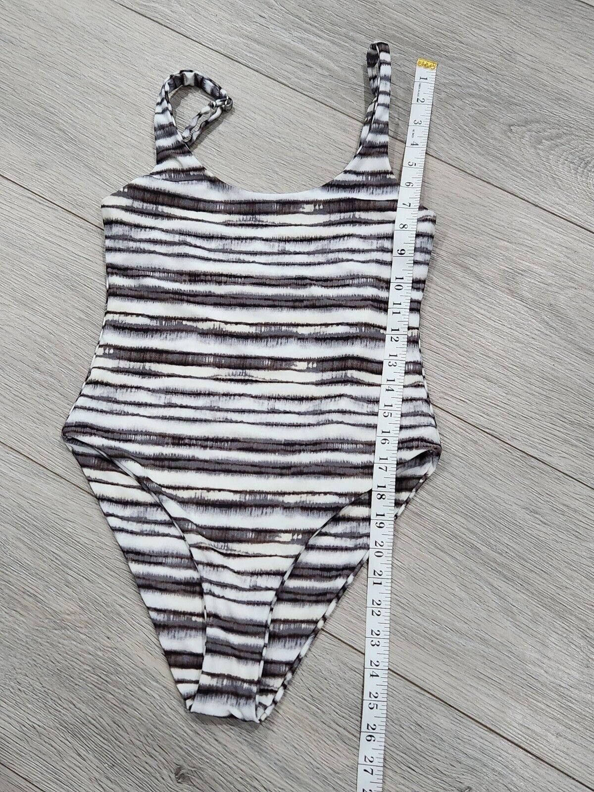 Designer Heat Swimsuit Small One Piece tie dye Stripes White Taupe Size ONE SIZE - 5 Thumbnail