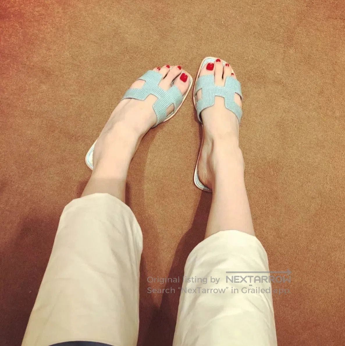 Hermes Hermes Green Lizard Skin H Women's Slippers. Size US 7 / IT 37 - 2 Thumbnail