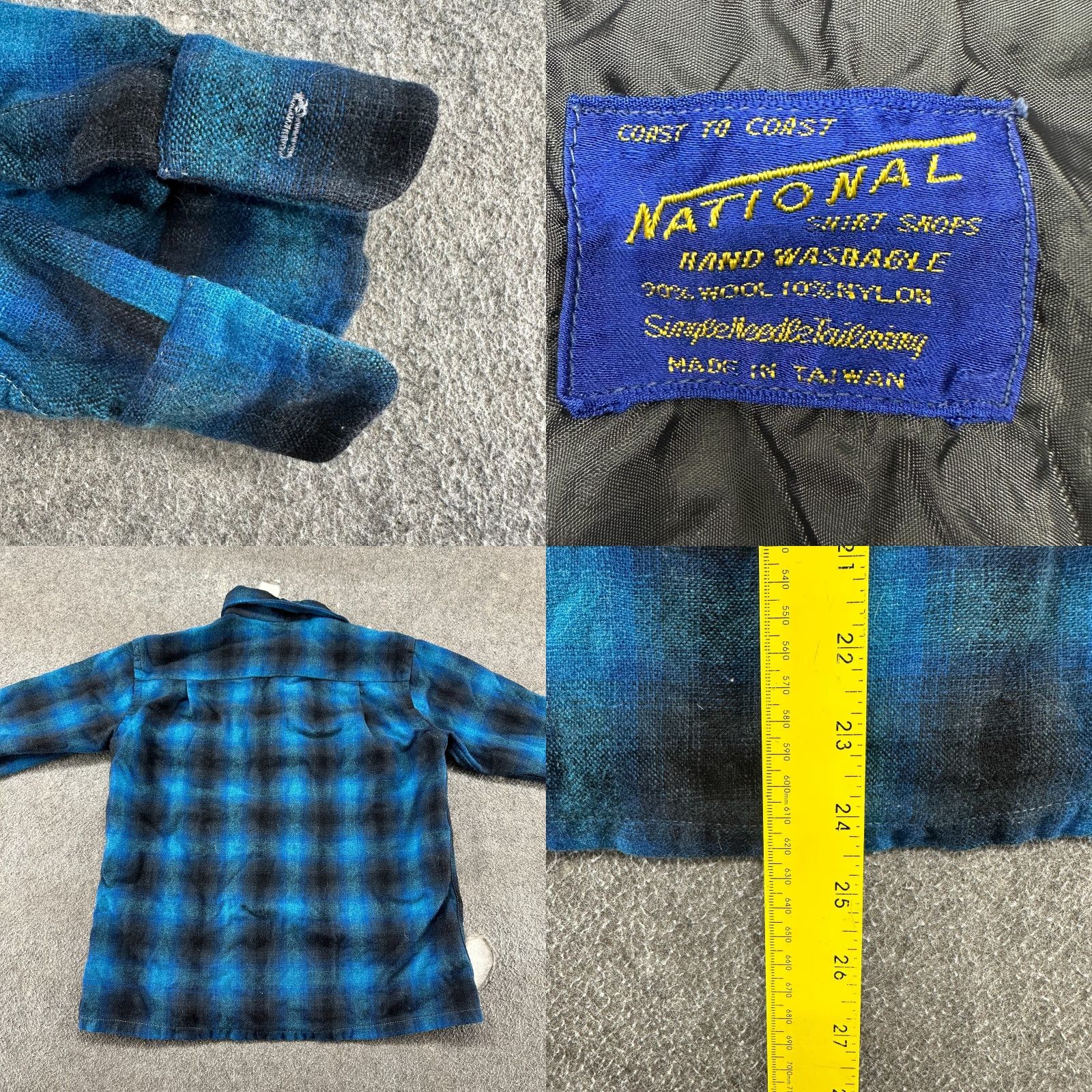 Vintage VINTAGE National Plaid Shirt Mens S Blue Wool 60s 70s Button-Up Collared Long Sleeve Family? (adapt) Size US S / EU 44-46 / 1 - 8 Thumbnail