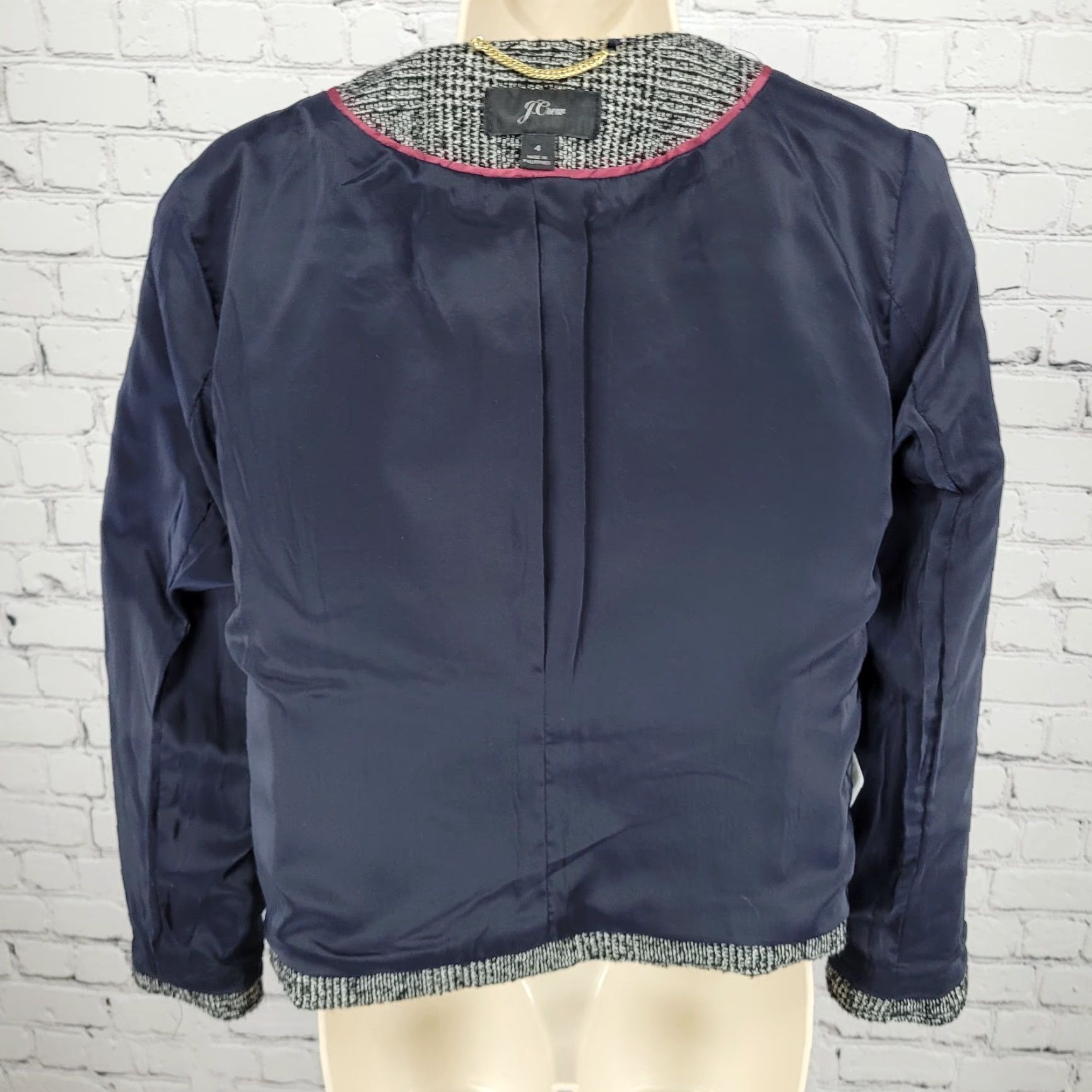 J.Crew J.Crew Black White Wool Blend Tweed Lined Jacket Size 6 Short Sleeve Womens Size M / US 6-8 / IT 42-44 - 6 Thumbnail