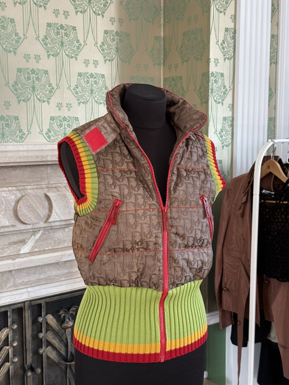 Dior Dior by Galliano Fall 2004 Rasta Diorissimo Logo Puffer Vest Size M / US 6-8 / IT 42-44 - 3 Thumbnail
