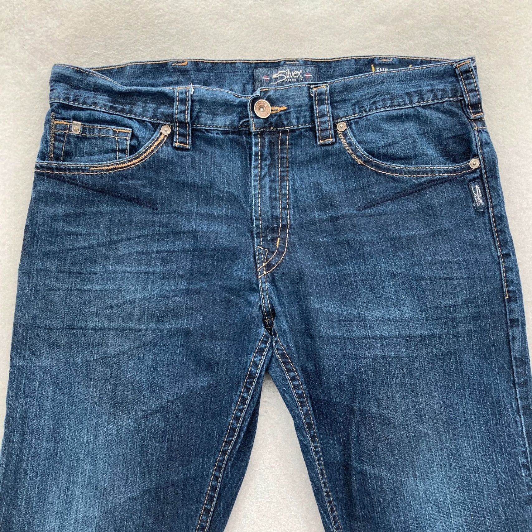 Silver Jeans Co. VINTAGE Silver Jeans Eddie Mens 42x30 Dark Blue EMC Denim Straight Leg Grunge Rock Size US 42 / EU 58 - 2 Thumbnail