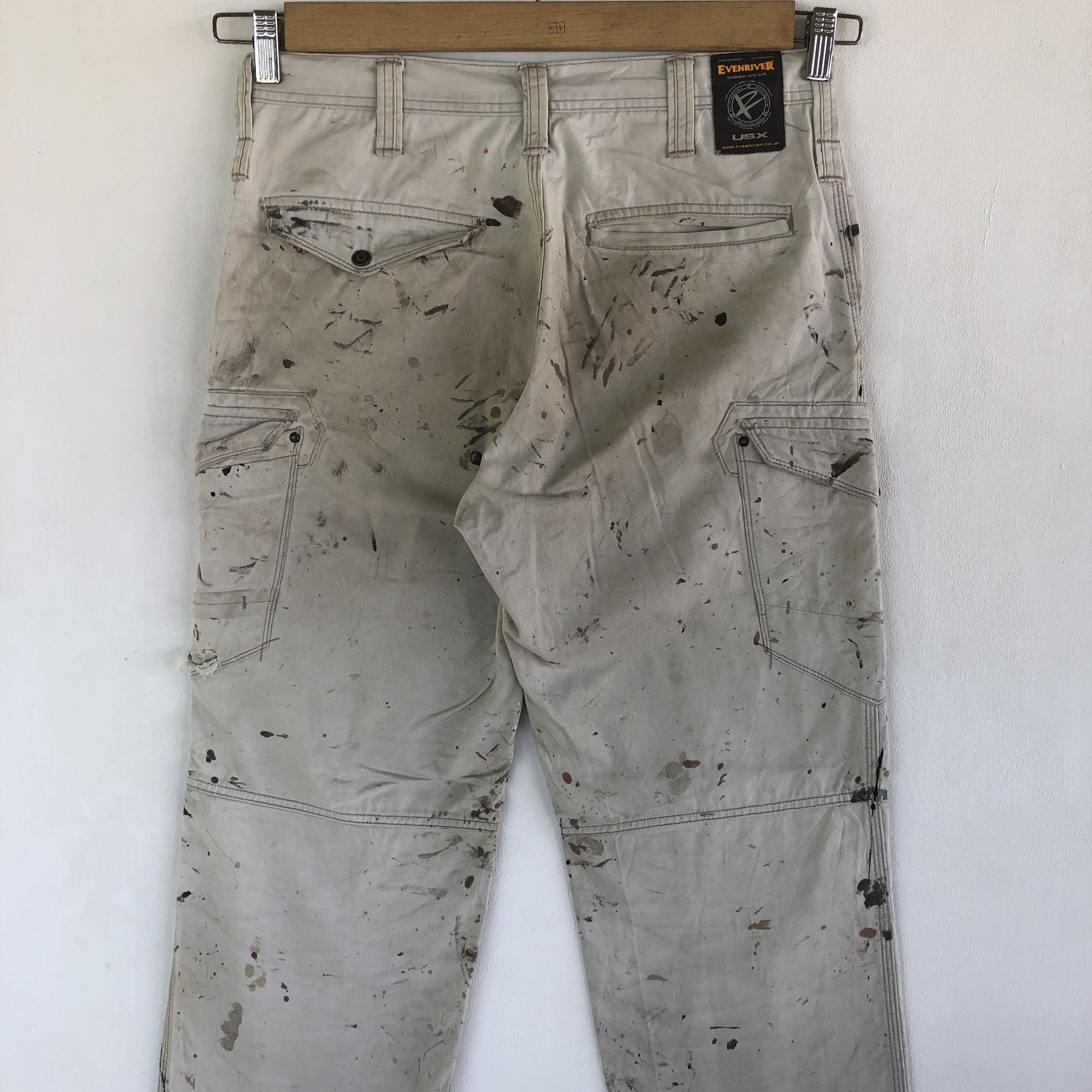 Japanese Brand Carpenter Cargo Pants Paint Splatter Multi Pockets Trousers Size US 30 / EU 46 - 4 Thumbnail