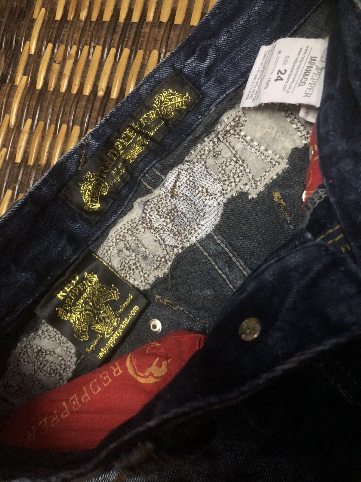 Hysteric Glamour VINTAGE RED PEPPER DENIM JEANS DESIGN UNISEX Size 28" / US 6 / IT 42 - 20 Thumbnail