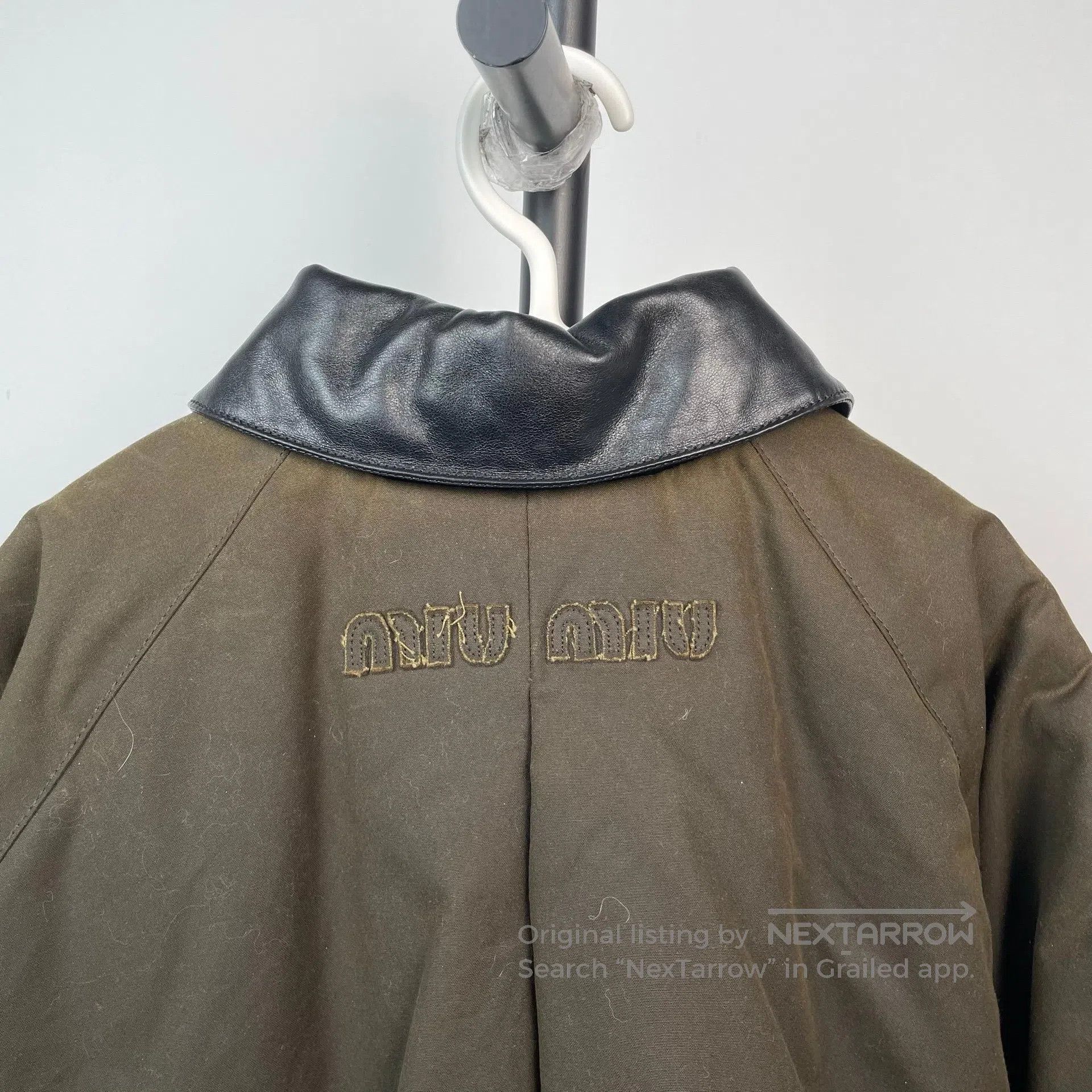 Miu Miu Miu Miu Olive Green Autumn Leather Collar Jacket Coat| Size XS / US 0-2 / IT 36-38 - 5 Thumbnail