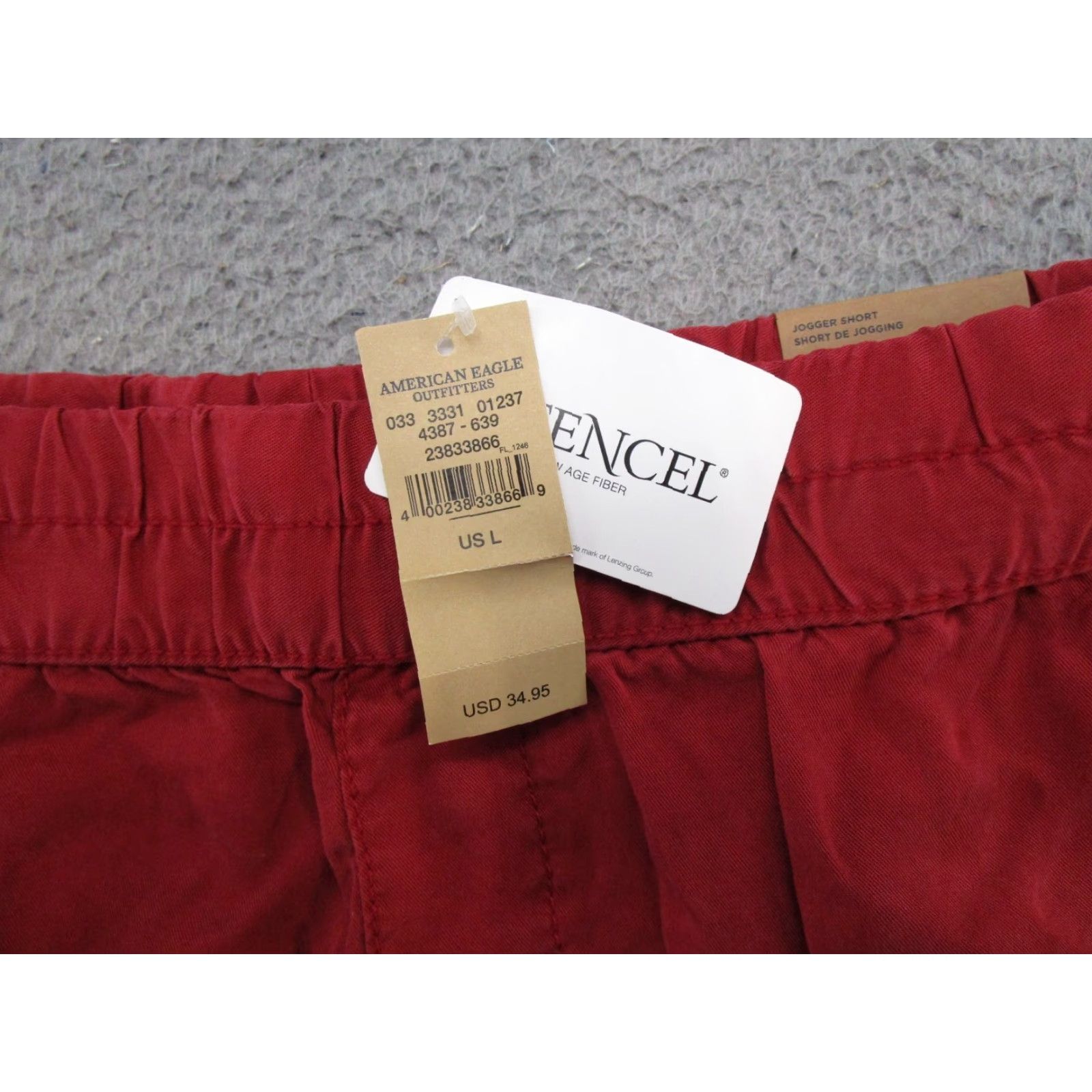 American Eagle Outfitters American Eagle Outfitters Jogger Shorts Red Lyocell Elastic Waist Size L Pockets NEW Size 36" / US 14 / IT 50 - 2 Thumbnail