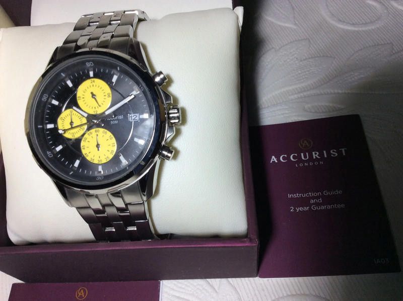 Designer Accurist men's yellow dial stainless steel watch Size ONE SIZE - 5 Thumbnail